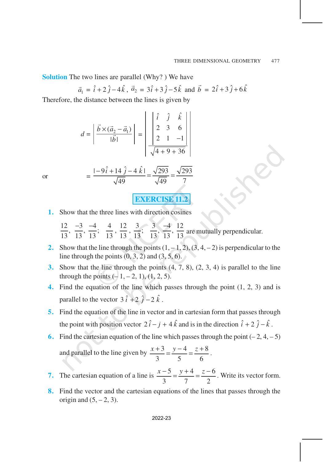 NCERT Book for Class 12 Maths Chapter 11 Three Dimensional Geometry - Page 15