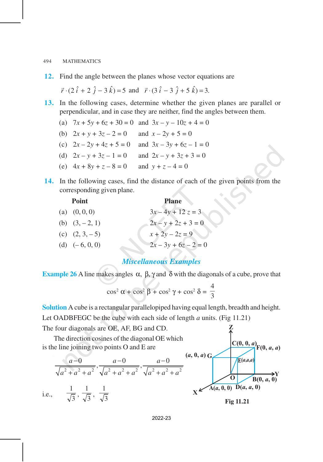 NCERT Book for Class 12 Maths Chapter 11 Three Dimensional Geometry - Page 32