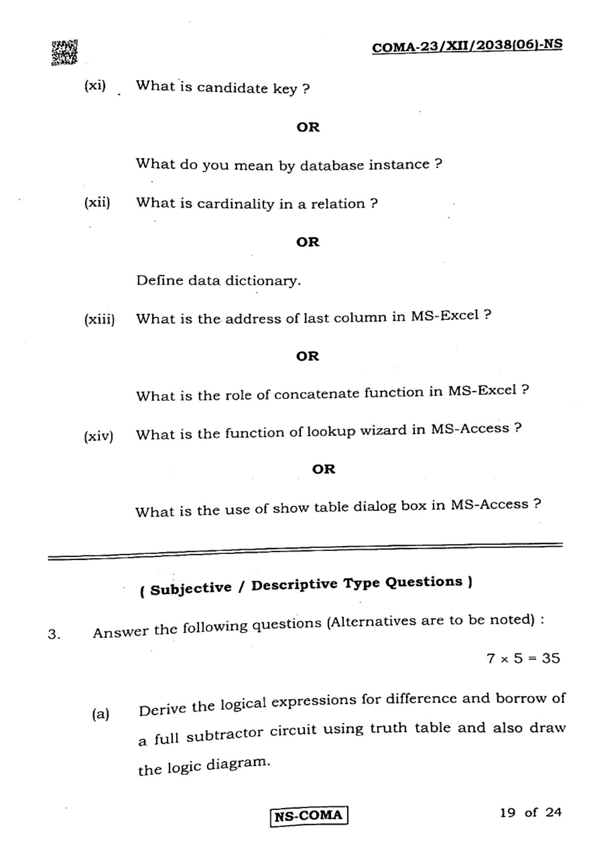 West Bengal Board Class 12 Modern Computer Application 2023 Question Paper - Page 19