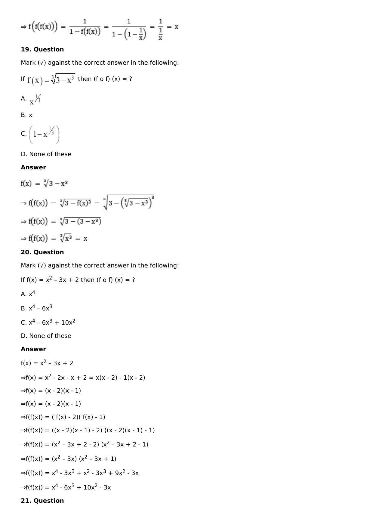 Chapter 2: Functions Solutions: RS Aggarwal Class 12 Solutions  - Page 50