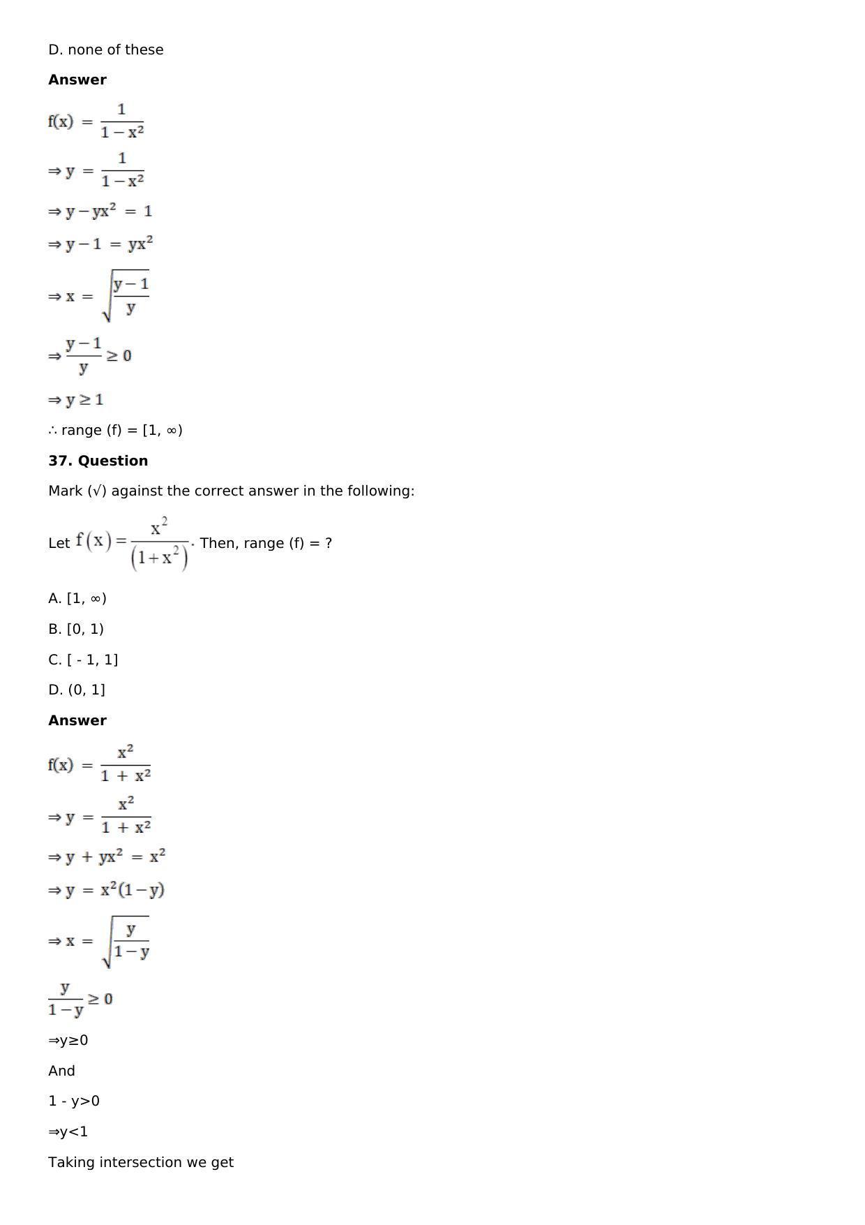 Chapter 2: Functions Solutions: RS Aggarwal Class 12 Solutions  - Page 59