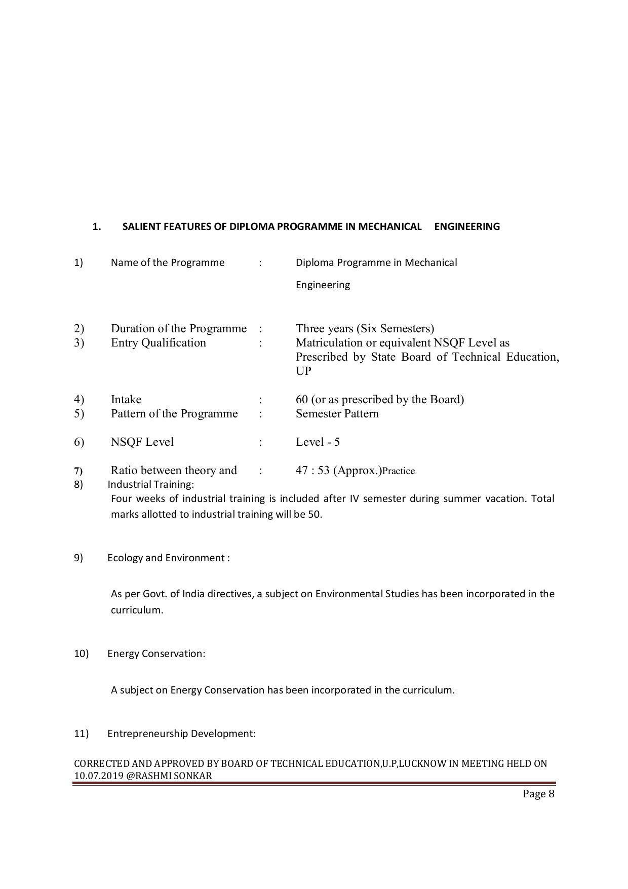 EFFECTIVE FROM JULY 2019-20 - SIX SEMESTER DIPLOMA COURSE IN MECHANICAL ENGINEERING ( AUTOMOBILE) - Page 8