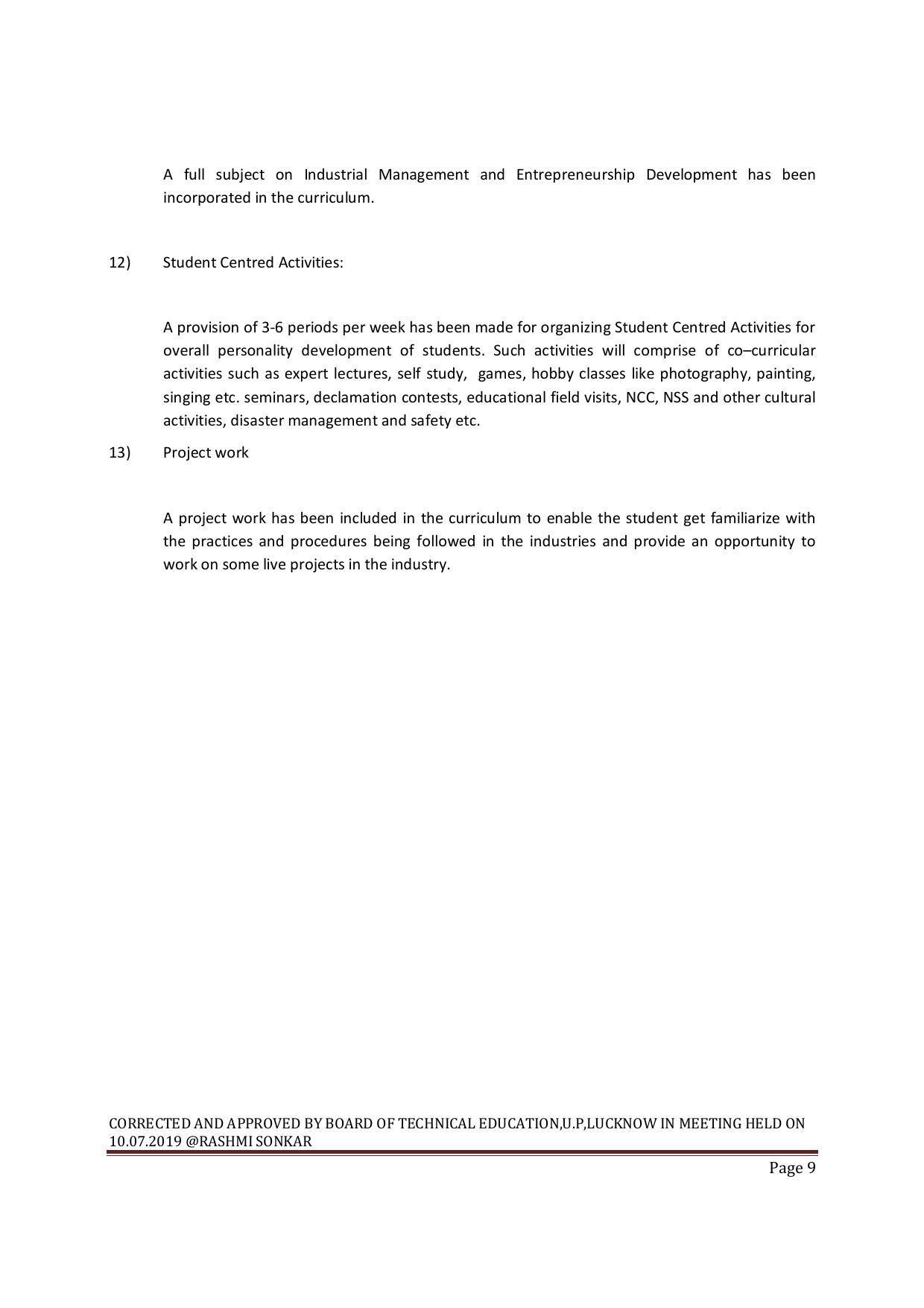 EFFECTIVE FROM JULY 2019-20 - SIX SEMESTER DIPLOMA COURSE IN MECHANICAL ENGINEERING ( AUTOMOBILE) - Page 9