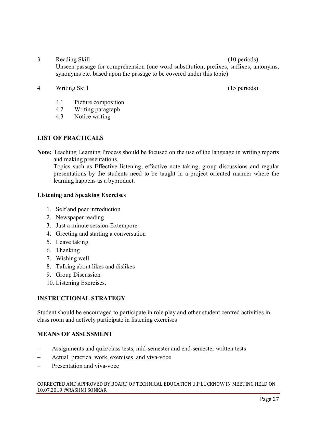EFFECTIVE FROM JULY 2019-20 - SIX SEMESTER DIPLOMA COURSE IN MECHANICAL ENGINEERING ( AUTOMOBILE) - Page 27