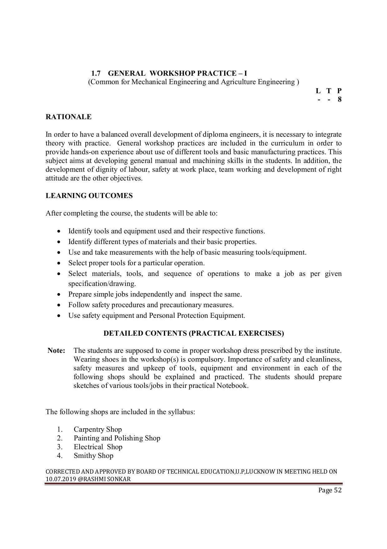 EFFECTIVE FROM JULY 2019-20 - SIX SEMESTER DIPLOMA COURSE IN MECHANICAL ENGINEERING ( AUTOMOBILE) - Page 52