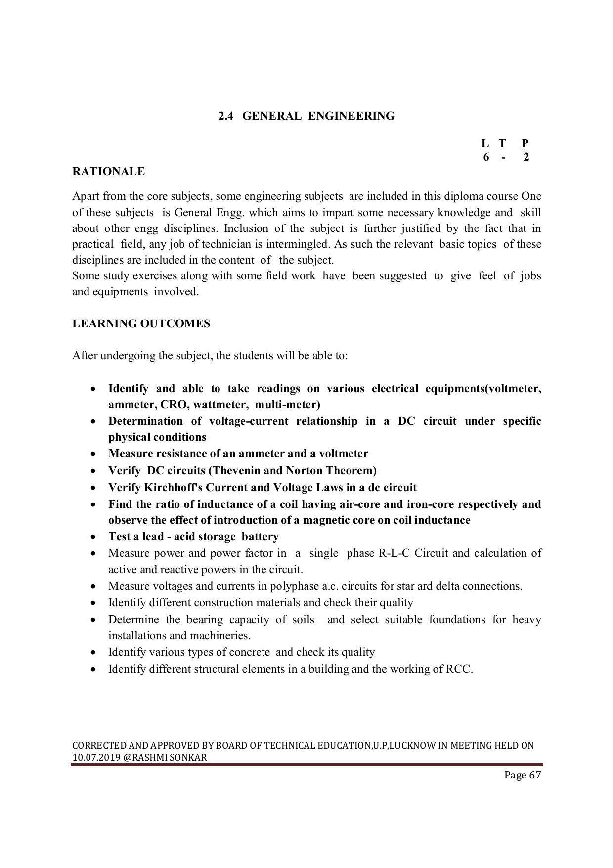 EFFECTIVE FROM JULY 2019-20 - SIX SEMESTER DIPLOMA COURSE IN MECHANICAL ENGINEERING ( AUTOMOBILE) - Page 67