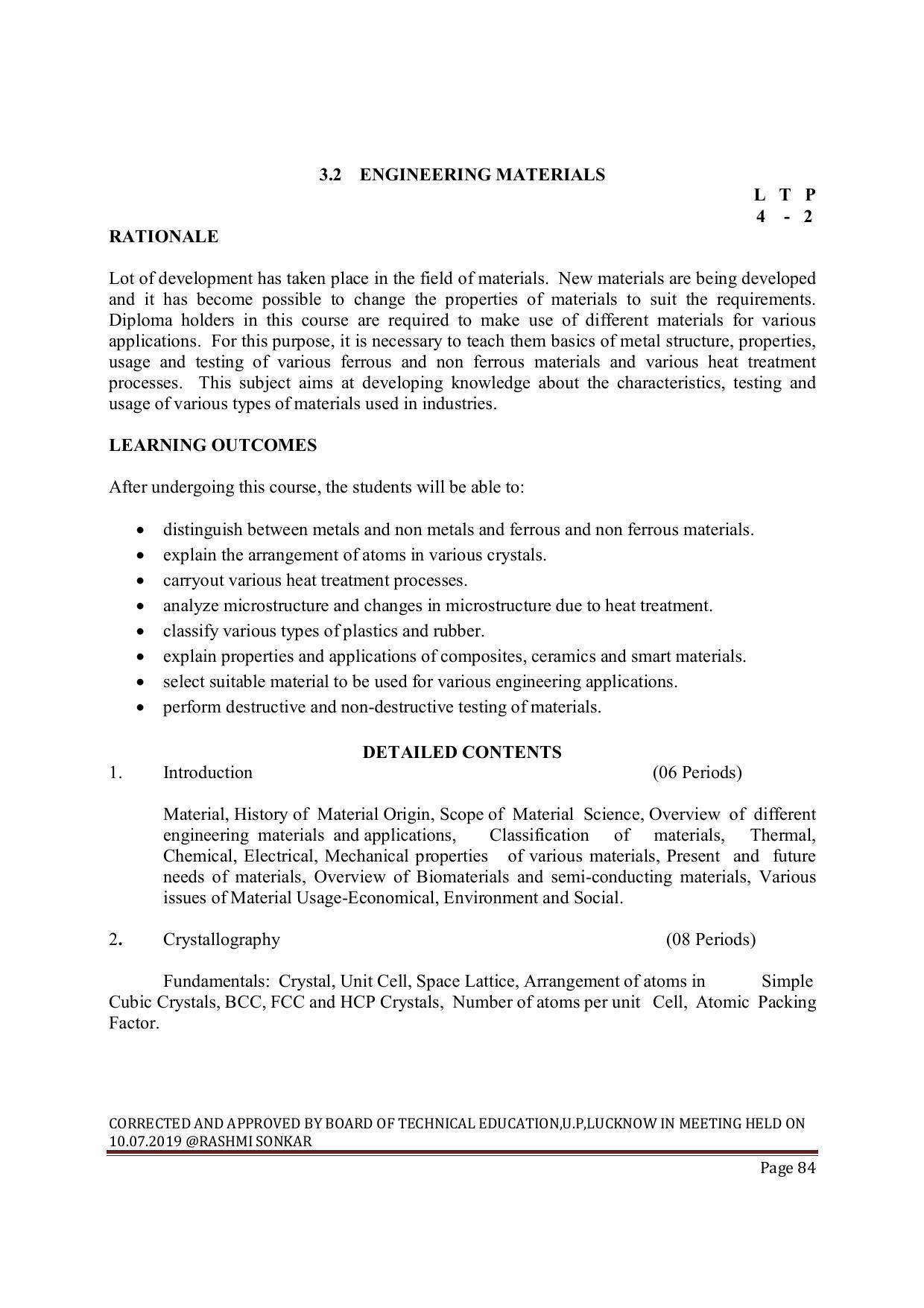 EFFECTIVE FROM JULY 2019-20 - SIX SEMESTER DIPLOMA COURSE IN MECHANICAL ENGINEERING ( AUTOMOBILE) - Page 84
