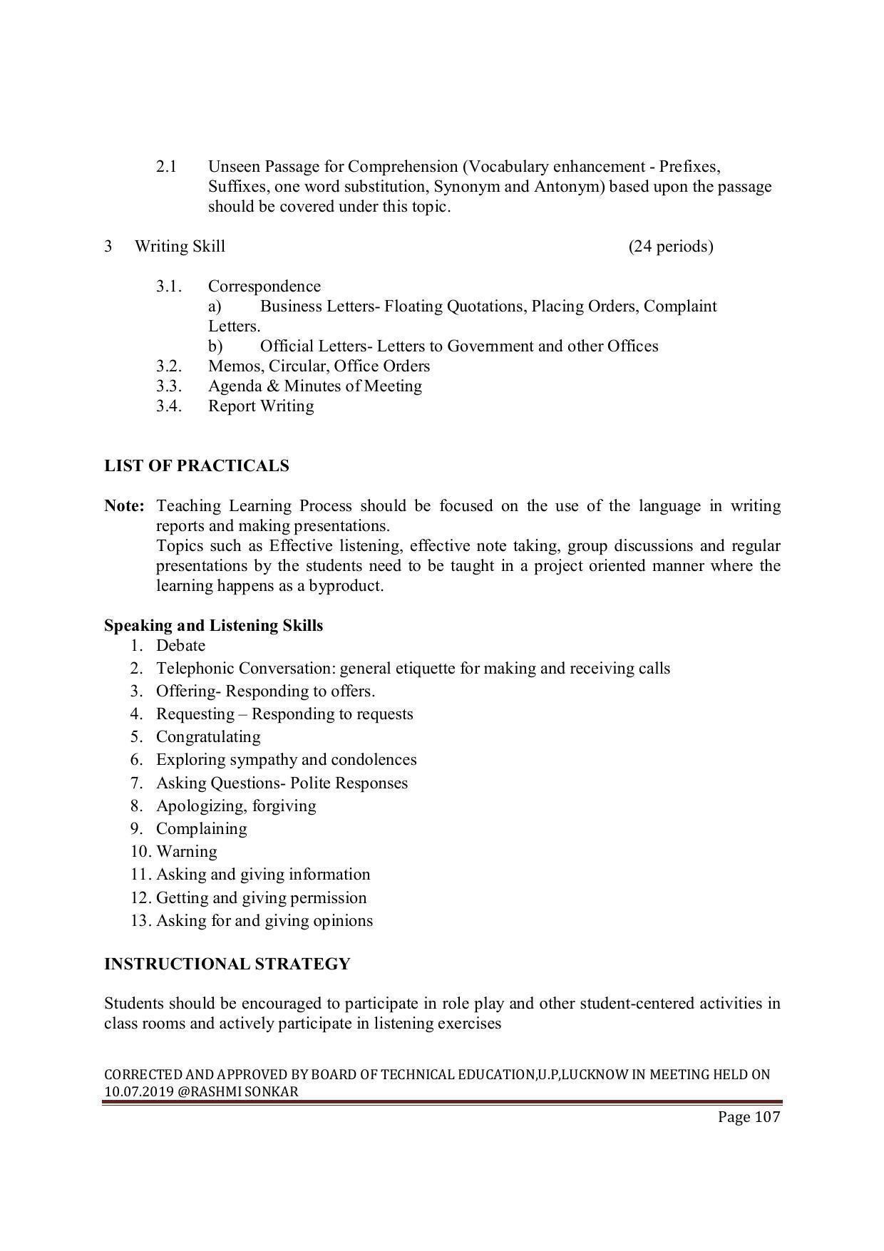 EFFECTIVE FROM JULY 2019-20 - SIX SEMESTER DIPLOMA COURSE IN MECHANICAL ENGINEERING ( AUTOMOBILE) - Page 107