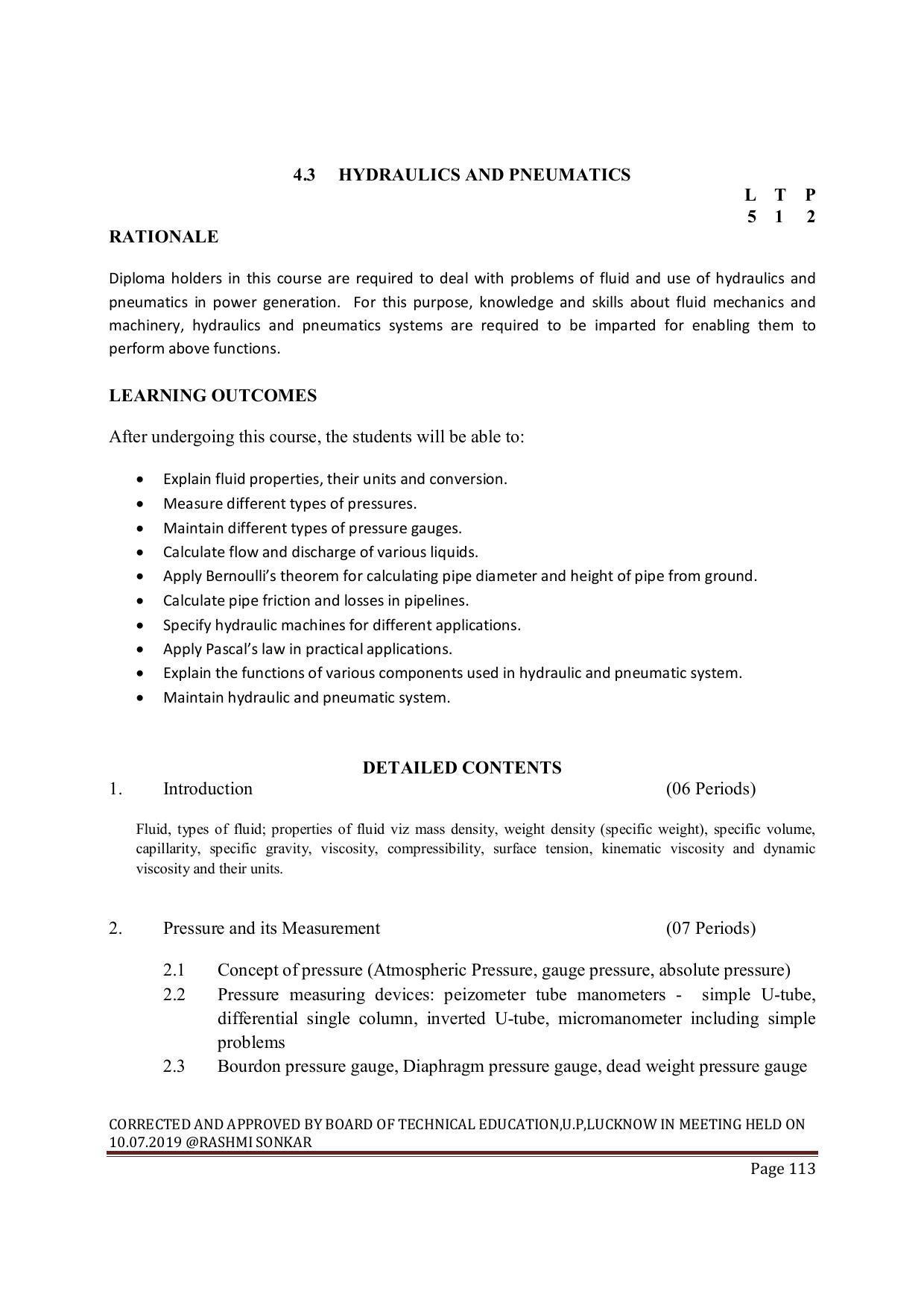 EFFECTIVE FROM JULY 2019-20 - SIX SEMESTER DIPLOMA COURSE IN MECHANICAL ENGINEERING ( AUTOMOBILE) - Page 113