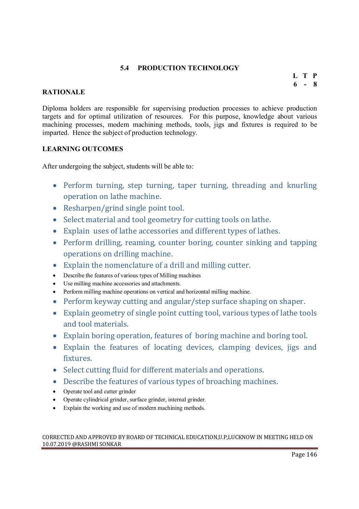 EFFECTIVE FROM JULY 2019-20 - SIX SEMESTER DIPLOMA COURSE IN MECHANICAL ENGINEERING ( AUTOMOBILE) - Page 146
