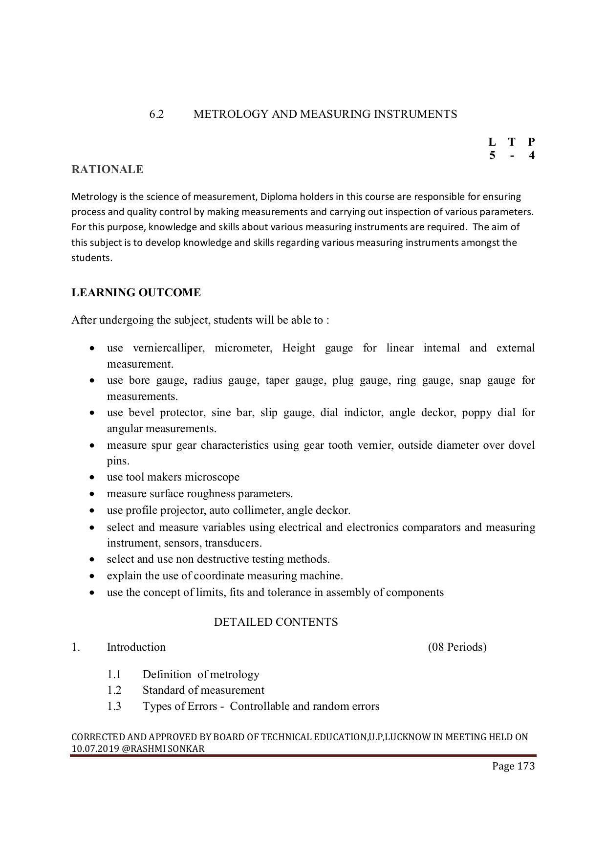 EFFECTIVE FROM JULY 2019-20 - SIX SEMESTER DIPLOMA COURSE IN MECHANICAL ENGINEERING ( AUTOMOBILE) - Page 173