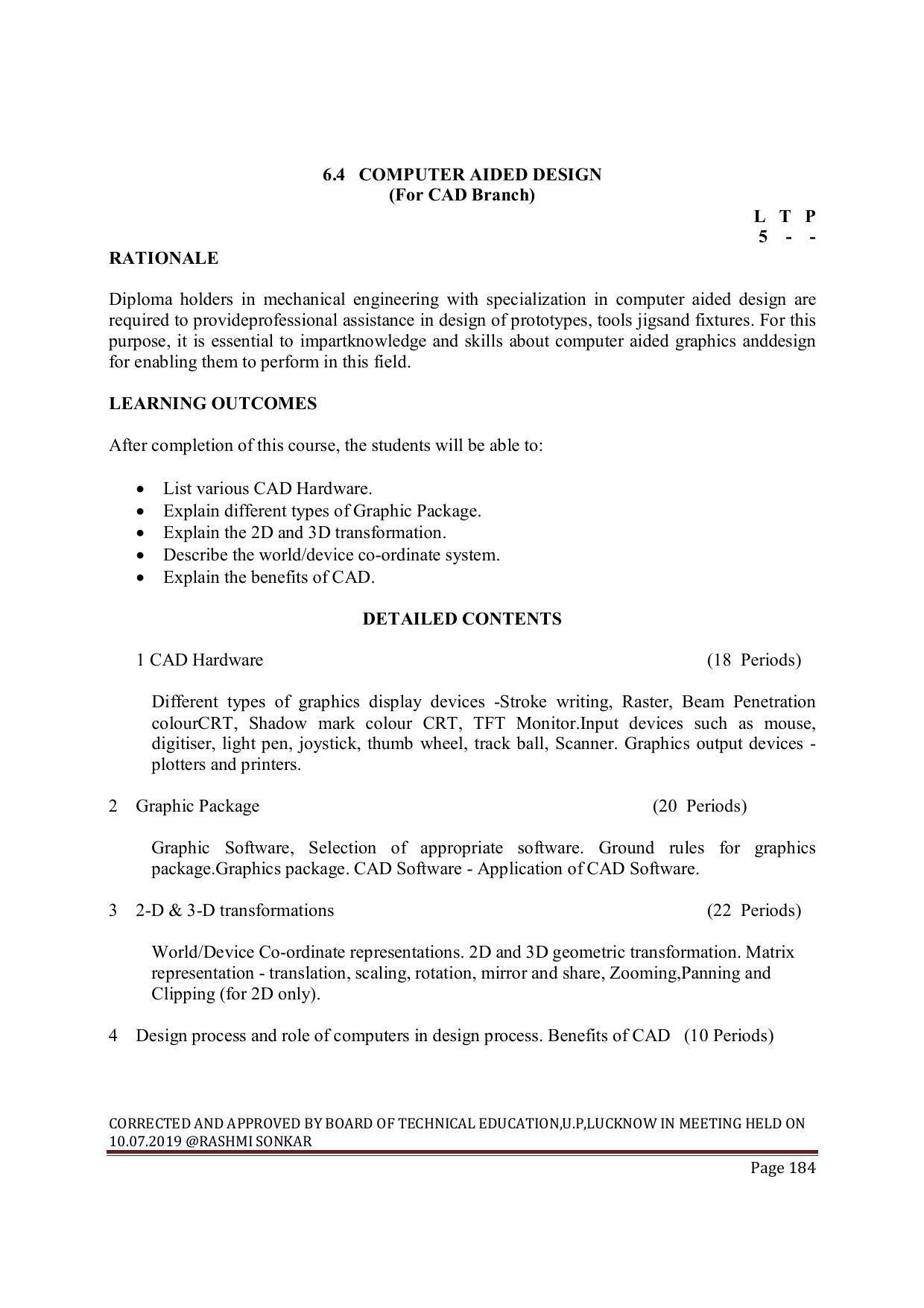 EFFECTIVE FROM JULY 2019-20 - SIX SEMESTER DIPLOMA COURSE IN MECHANICAL ENGINEERING ( AUTOMOBILE) - Page 184