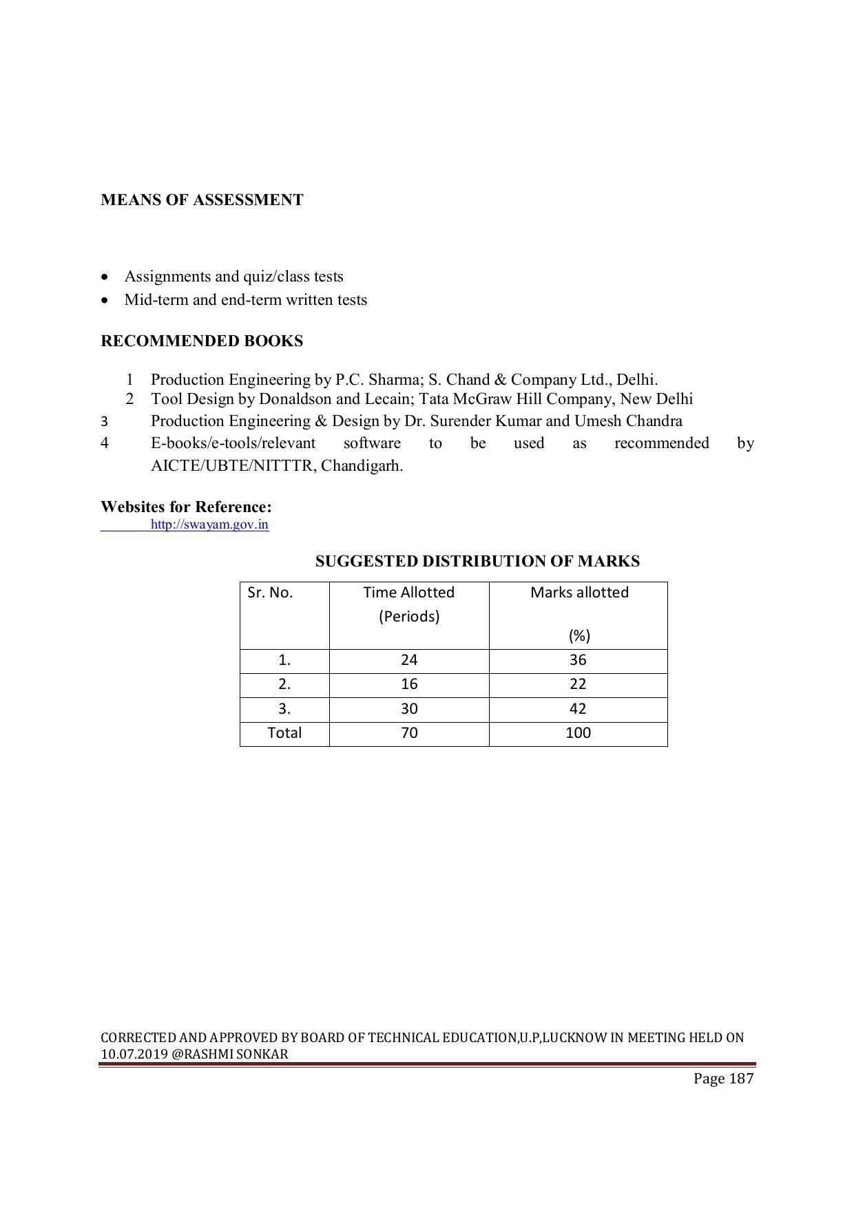 EFFECTIVE FROM JULY 2019-20 - SIX SEMESTER DIPLOMA COURSE IN MECHANICAL ENGINEERING ( AUTOMOBILE) - Page 187
