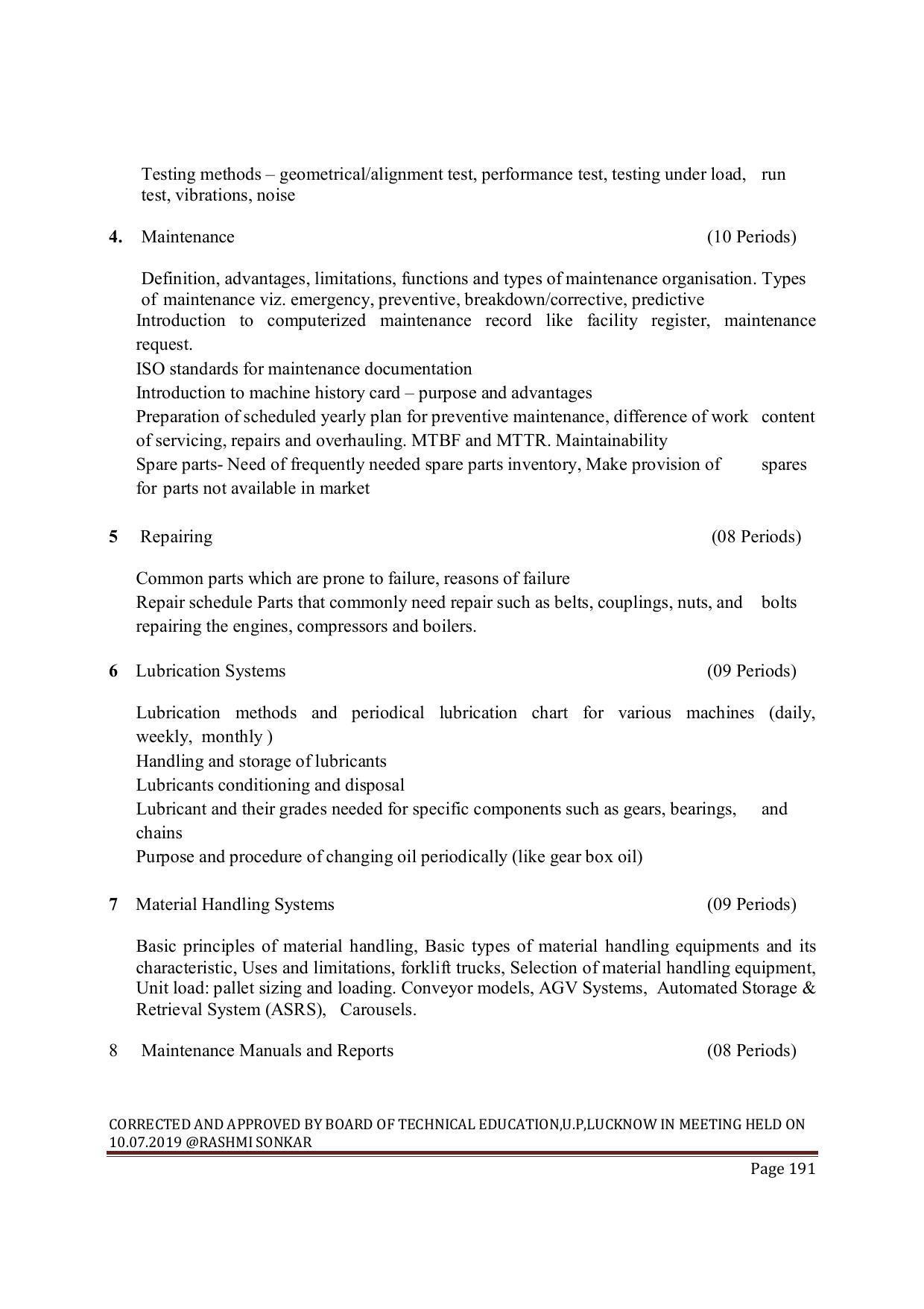 EFFECTIVE FROM JULY 2019-20 - SIX SEMESTER DIPLOMA COURSE IN MECHANICAL ENGINEERING ( AUTOMOBILE) - Page 191
