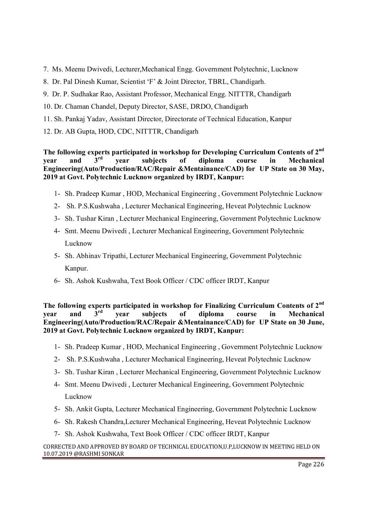 EFFECTIVE FROM JULY 2019-20 - SIX SEMESTER DIPLOMA COURSE IN MECHANICAL ENGINEERING ( AUTOMOBILE) - Page 226