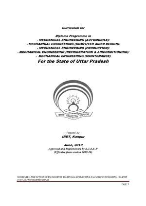 EFFECTIVE FROM JULY 2019-20 - SIX SEMESTER DIPLOMA COURSE IN MECHANICAL ENGINEERING ( AUTOMOBILE)