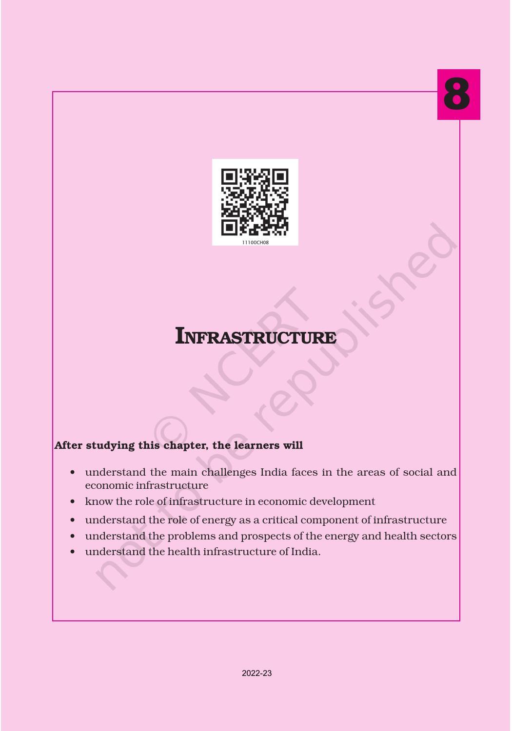 NCERT Book for Class 11 Economics (Indian Economics) Chapter 8 Infrastructure - Page 1