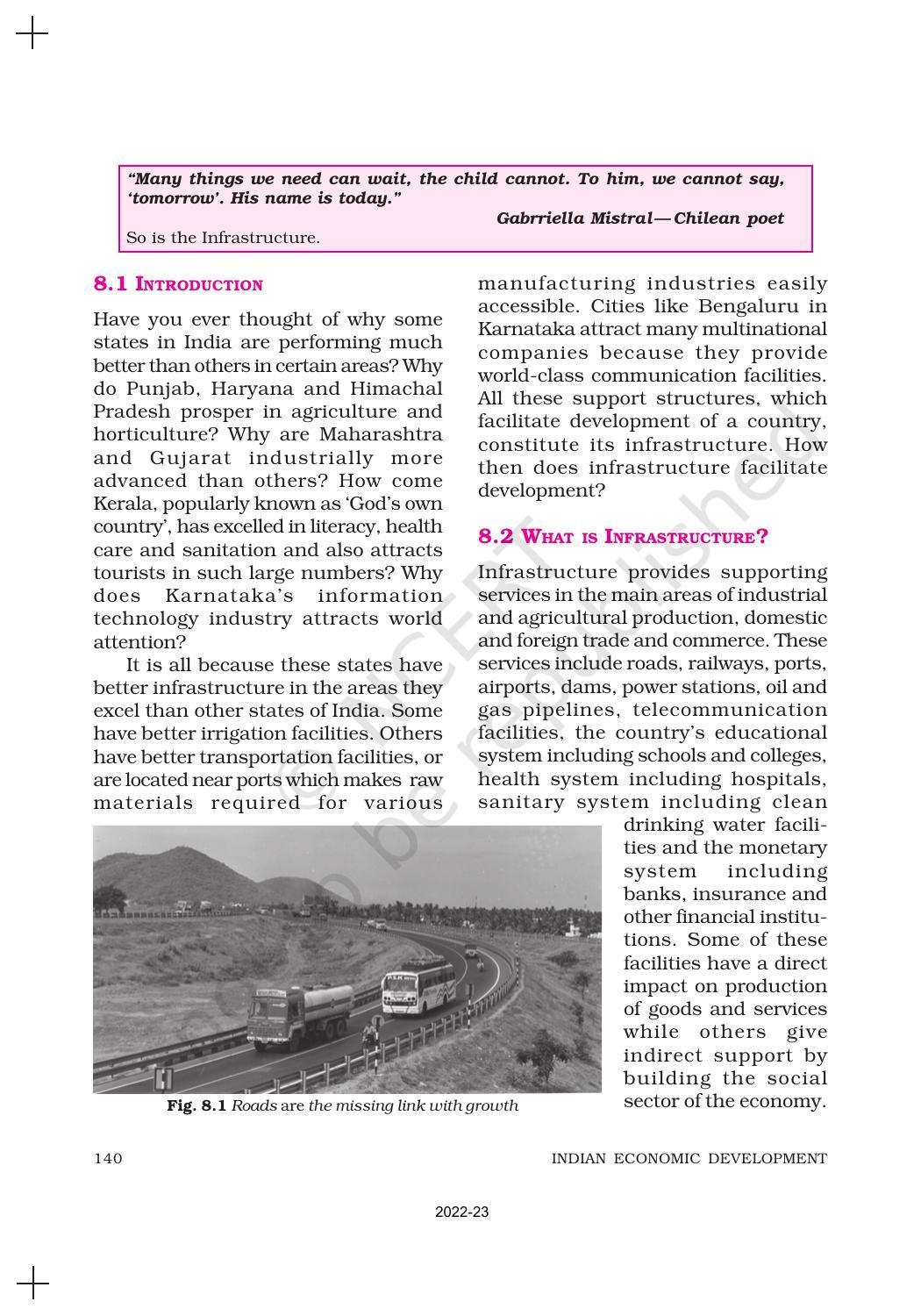 NCERT Book for Class 11 Economics (Indian Economics) Chapter 8 Infrastructure - Page 2
