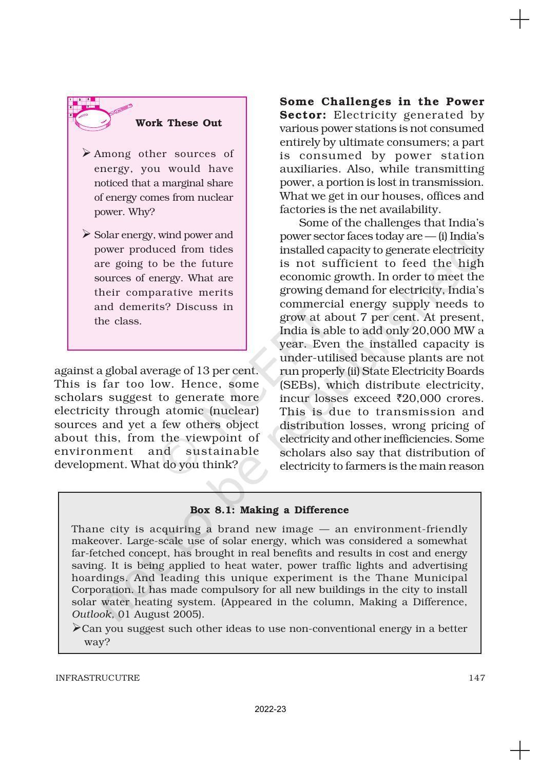 NCERT Book for Class 11 Economics (Indian Economics) Chapter 8 Infrastructure - Page 9