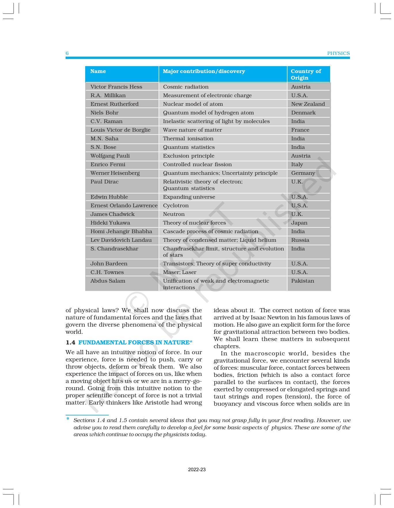 NCERT Book for Class 11 Physics Chapter 1 Physical World - Page 6