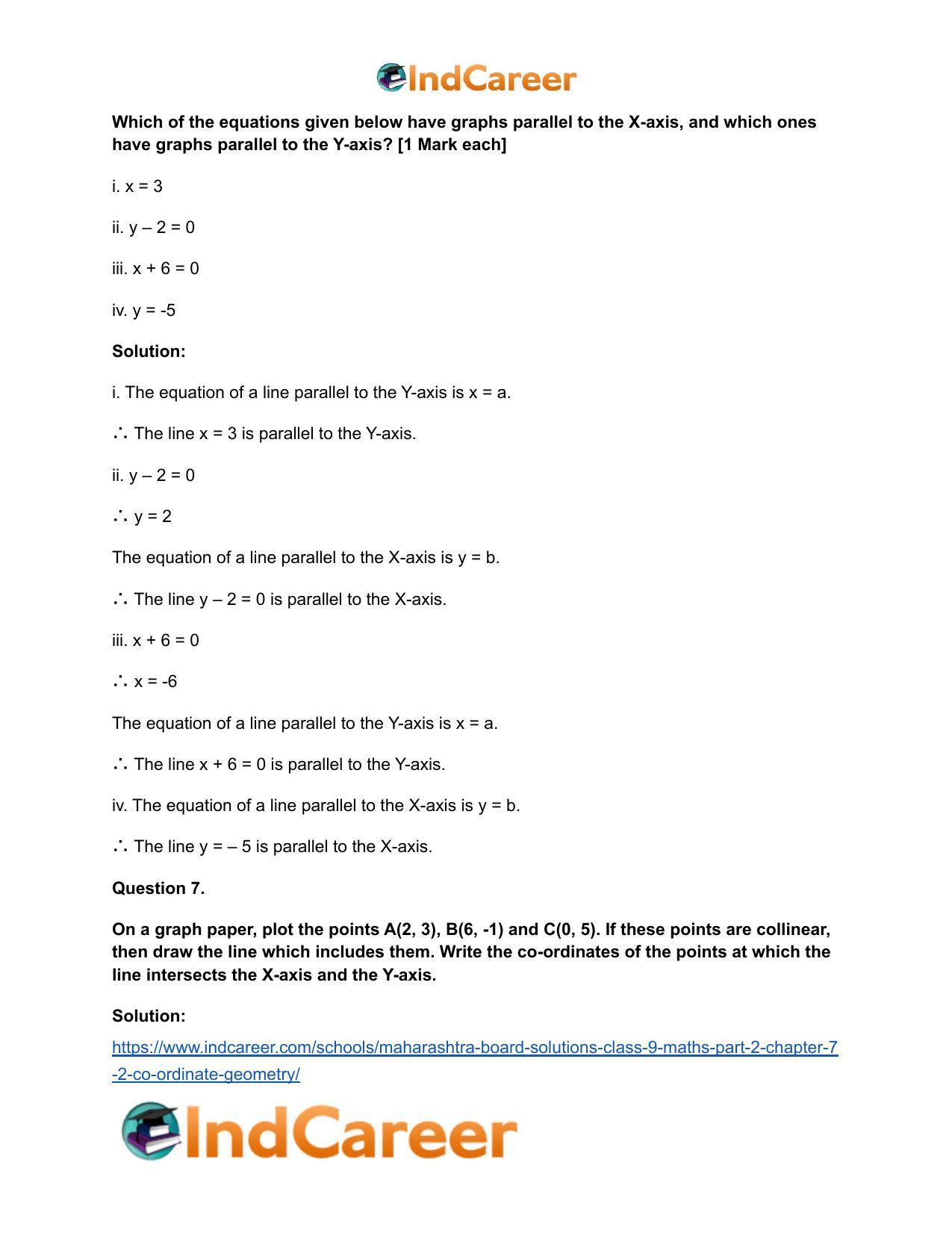 Maharashtra Board Solutions Class 9-Maths (Part 2): Chapter 7.2- Co-ordinate Geometry - Page 6