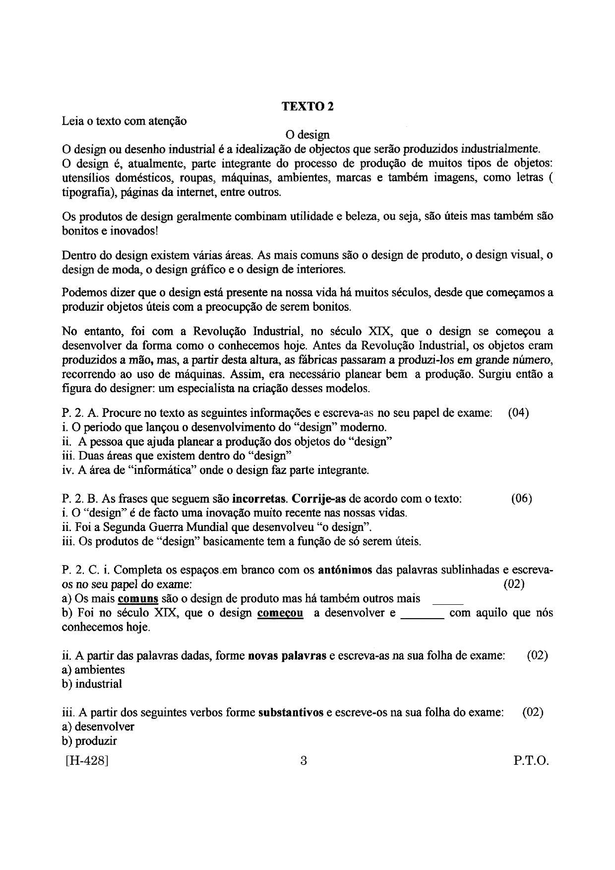 Goa Board Class 12 Portuguese II  2019 (March 2019) Question Paper - Page 3