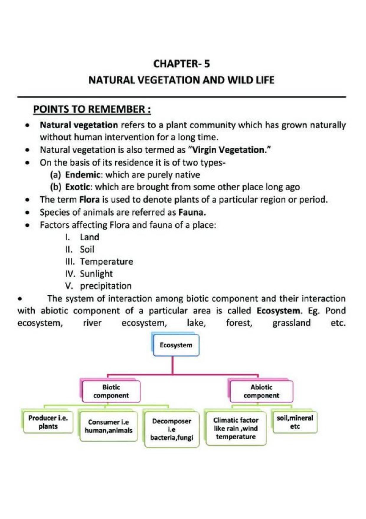 Class 9 Notes, Question & Practice Paper - Geography (Topic 5 : Natural Vegetation and Wildlife) - Page 2
