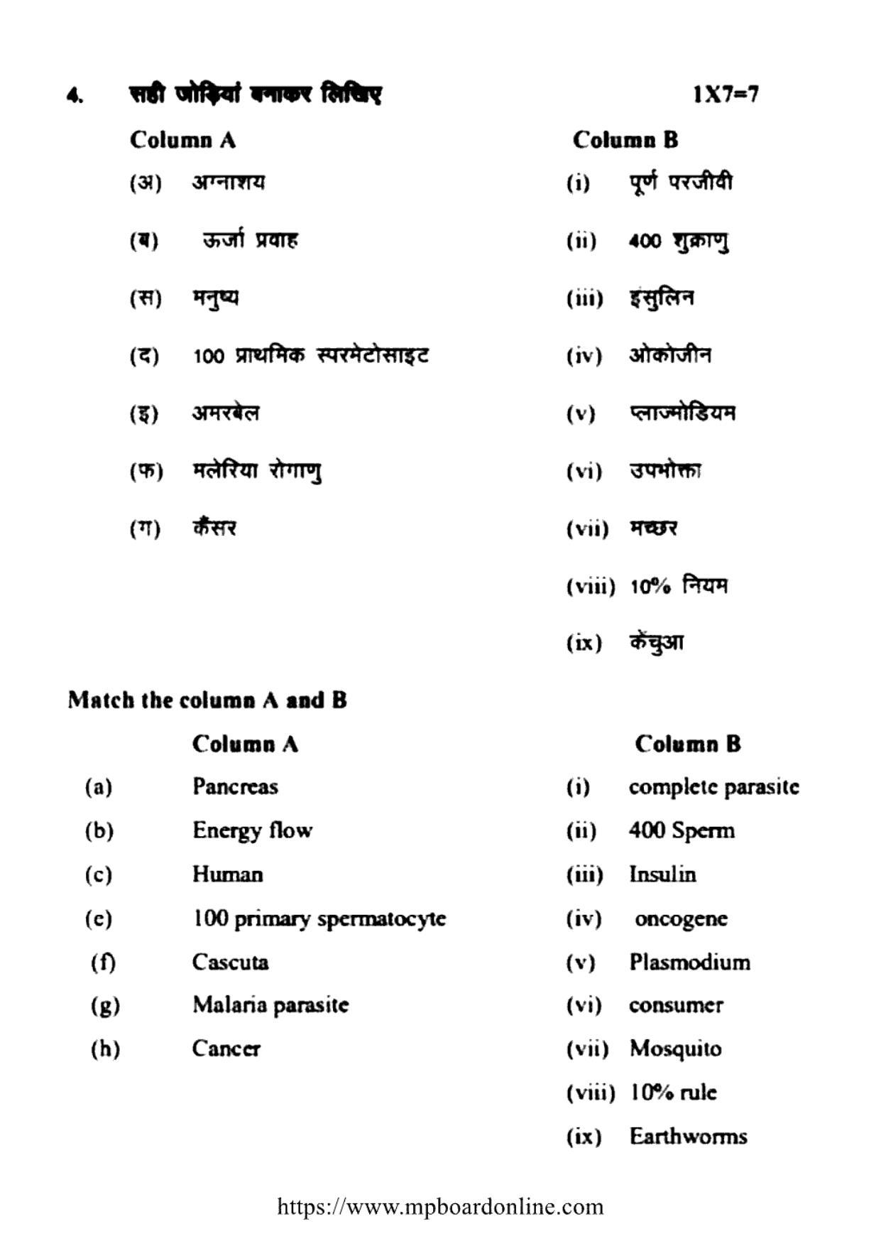 MP Board Class 12 Biology 2022 Question Paper - Page 6