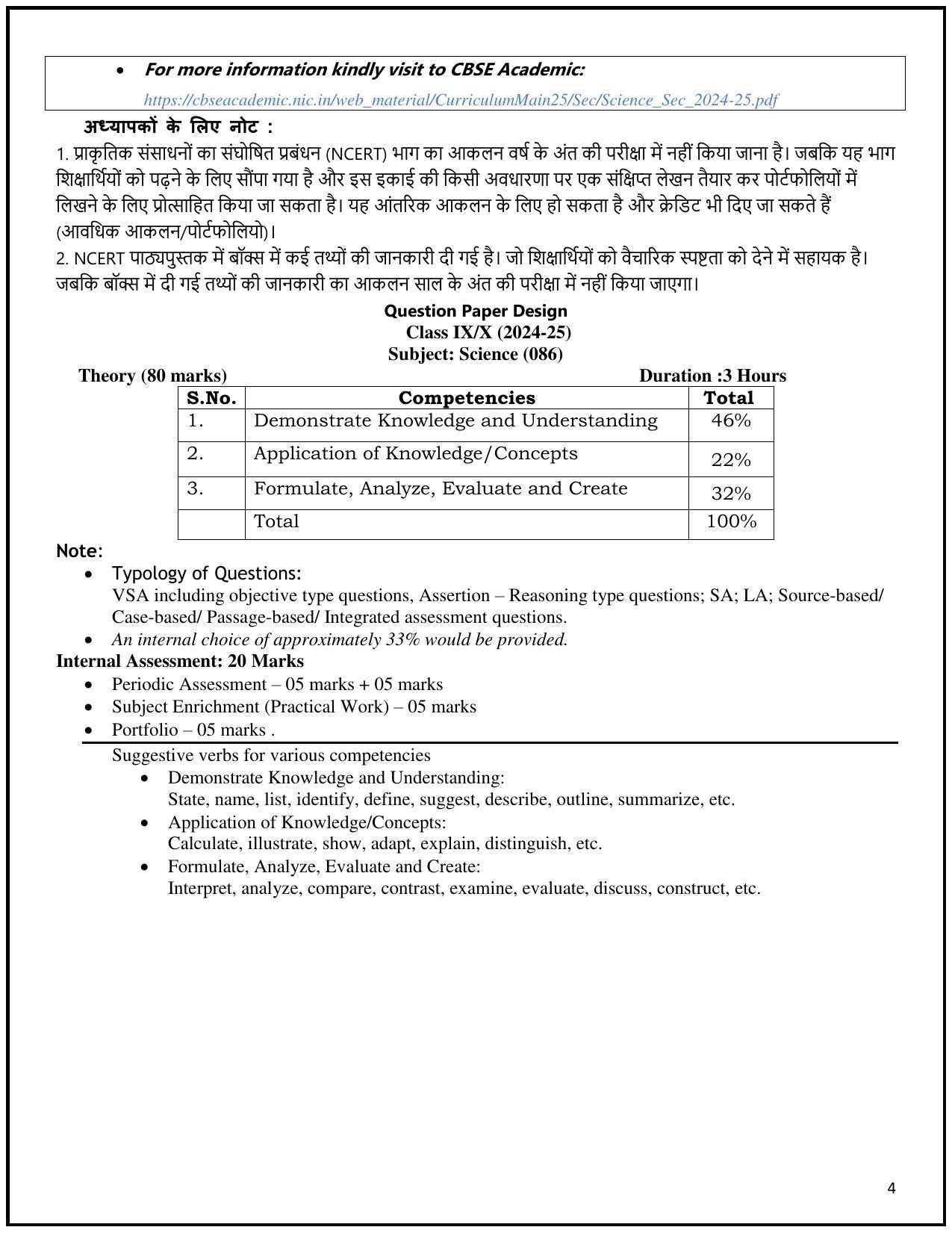 Edudel Class 10 Science (Hindi Medium) Syllabus 2025 - Page 4
