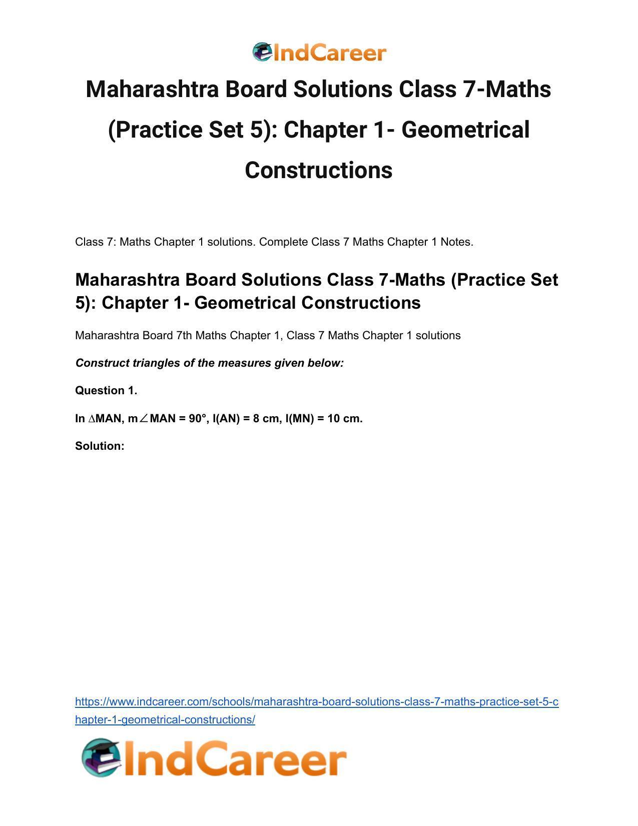 Maharashtra Board Solutions Class 7-Maths (Practice Set 5): Chapter 1- Geometrical Constructions - Page 2