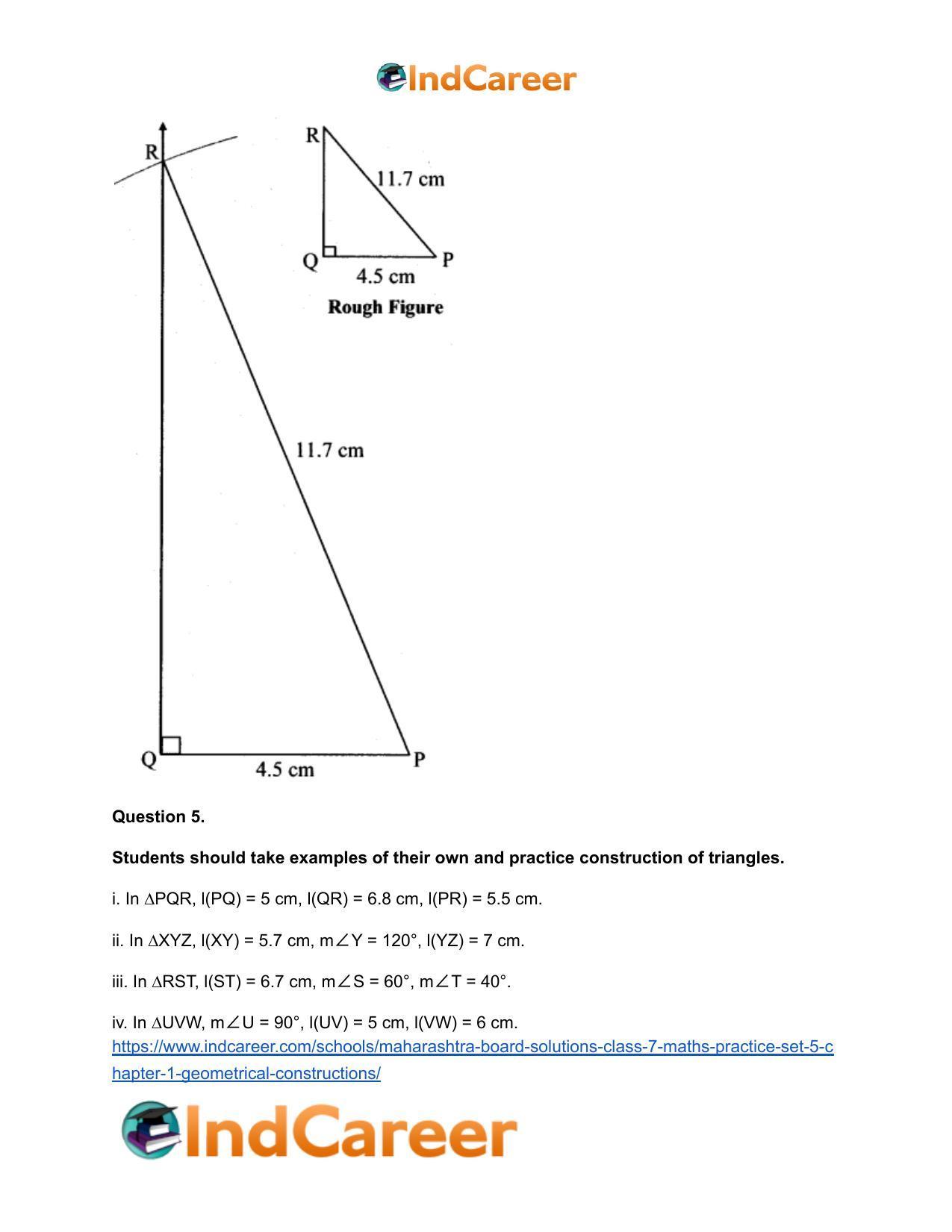 Maharashtra Board Solutions Class 7-Maths (Practice Set 5): Chapter 1- Geometrical Constructions - Page 6