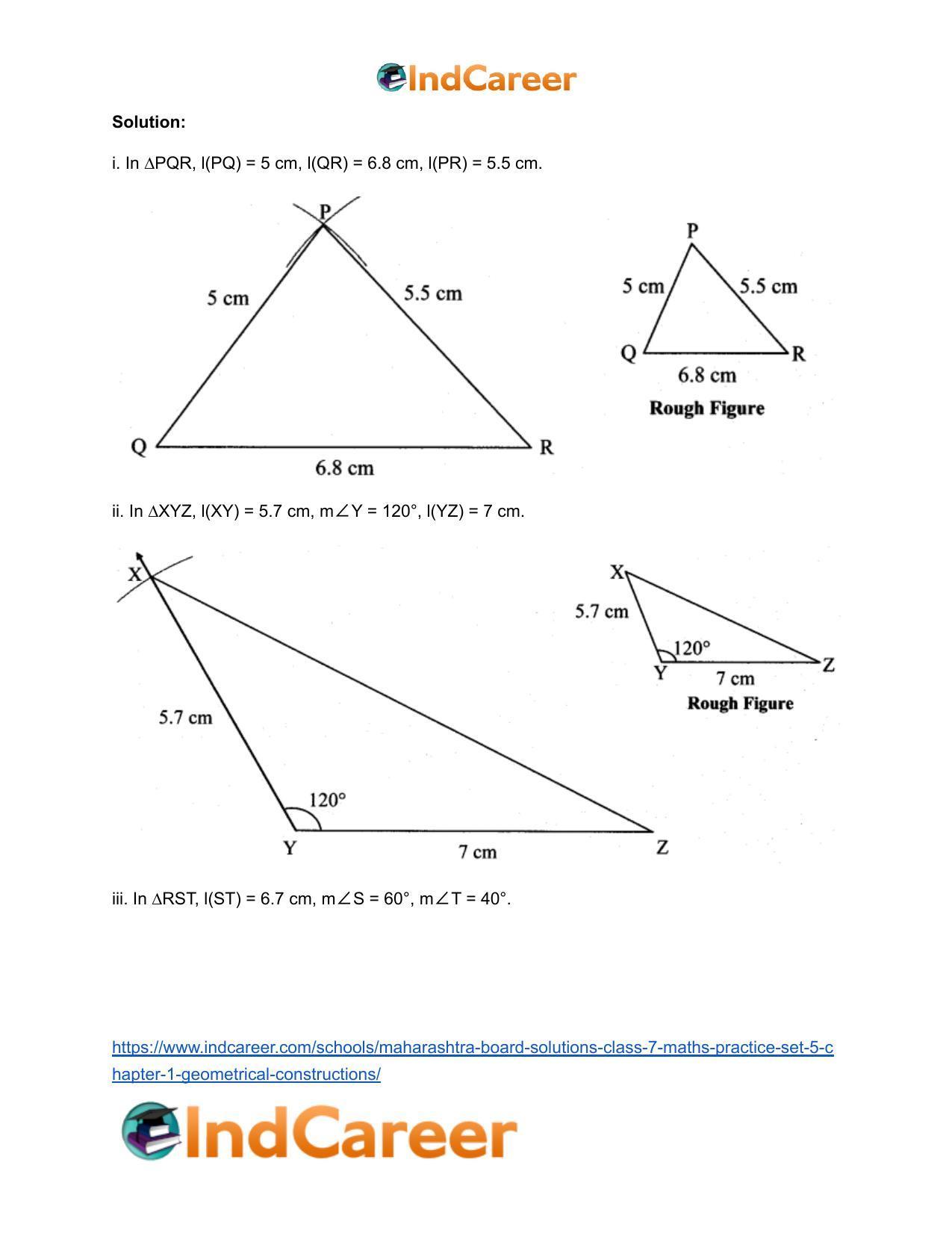 Maharashtra Board Solutions Class 7-Maths (Practice Set 5): Chapter 1- Geometrical Constructions - Page 7