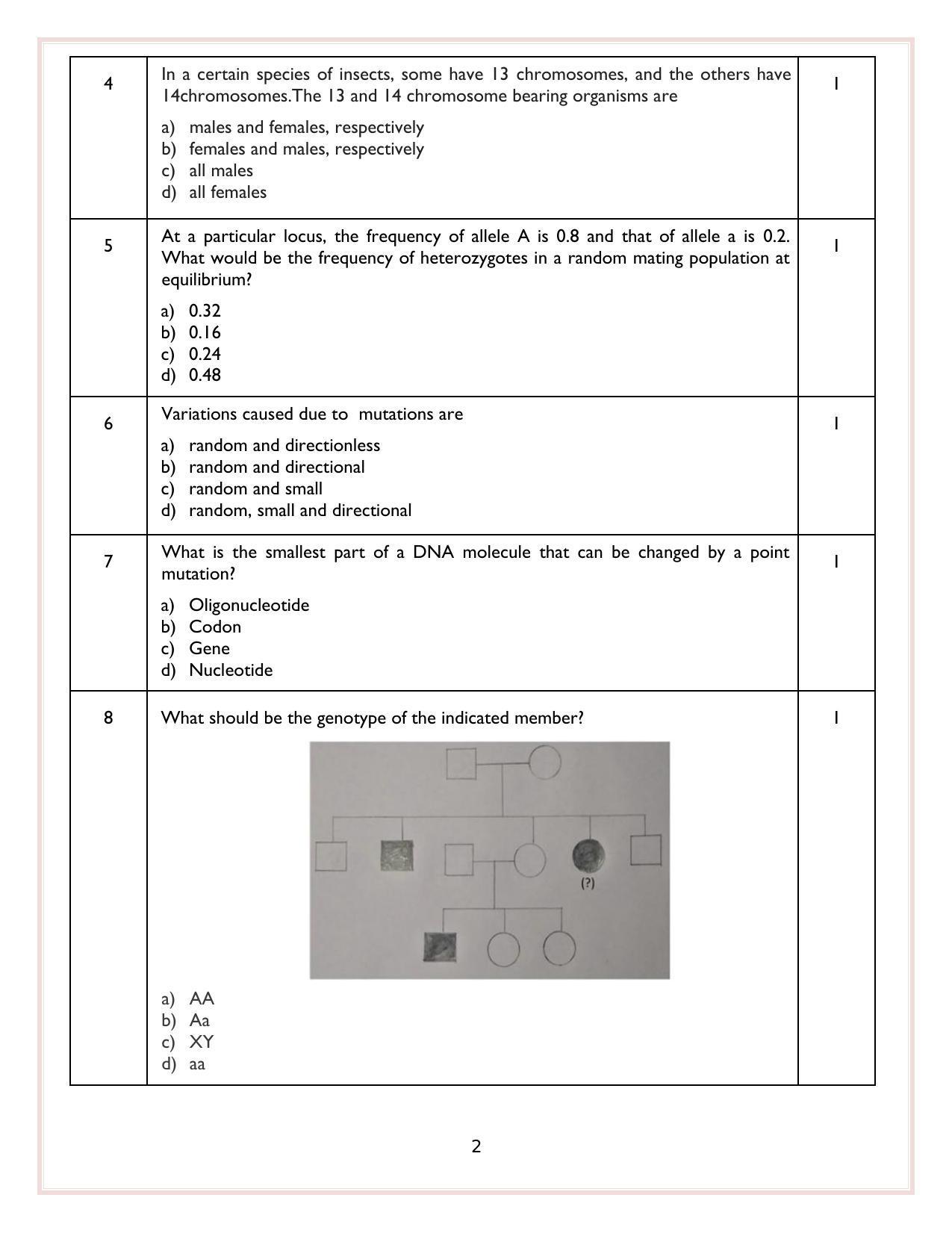 CBSE Class 12 Biology Sample Paper 2024 - Page 2