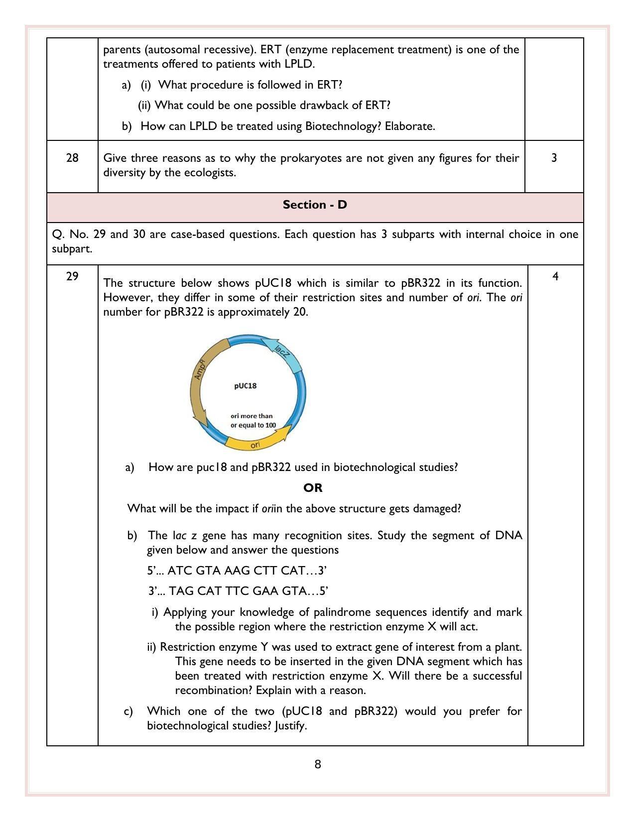CBSE Class 12 Biology Sample Paper 2024 - Page 8