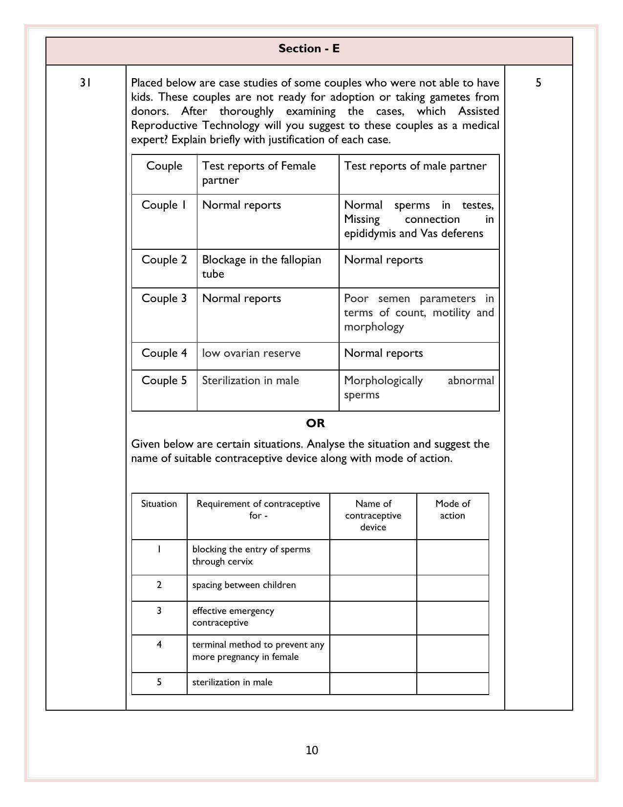 CBSE Class 12 Biology Sample Paper 2024 - Page 10