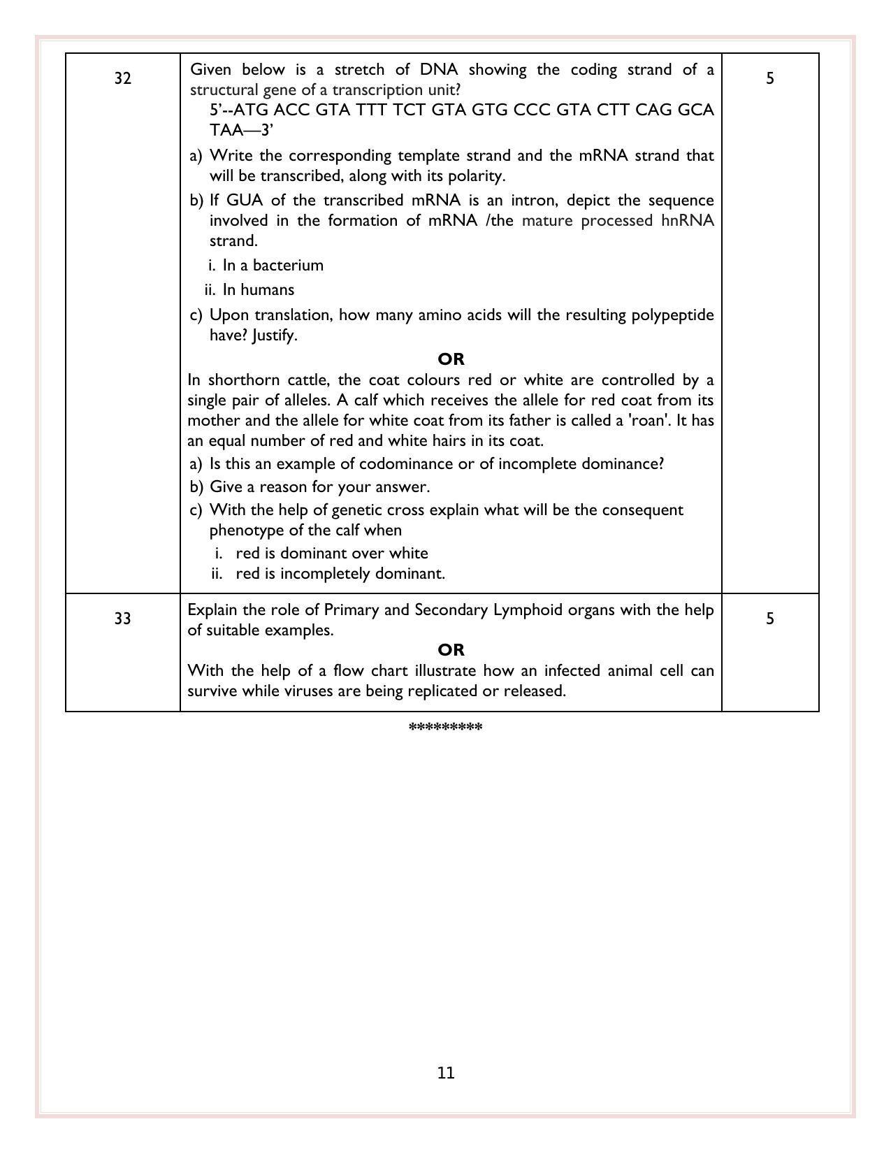 CBSE Class 12 Biology Sample Paper 2024 - Page 11