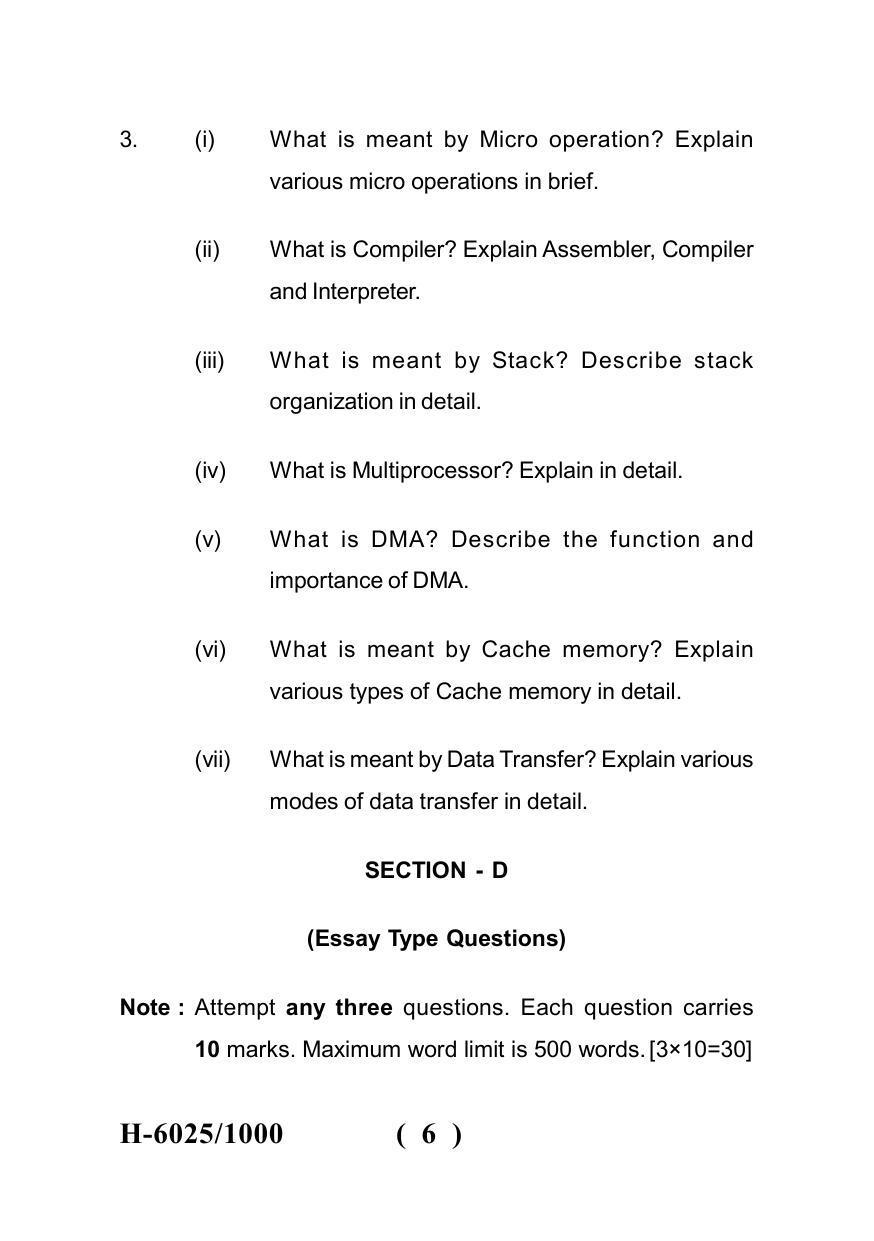 Sarguja University Question Paper July-2022 : M.Sc. In information Technology(Second Sem.)Computer System Organisation And Architecture Paper 1 - Page 6