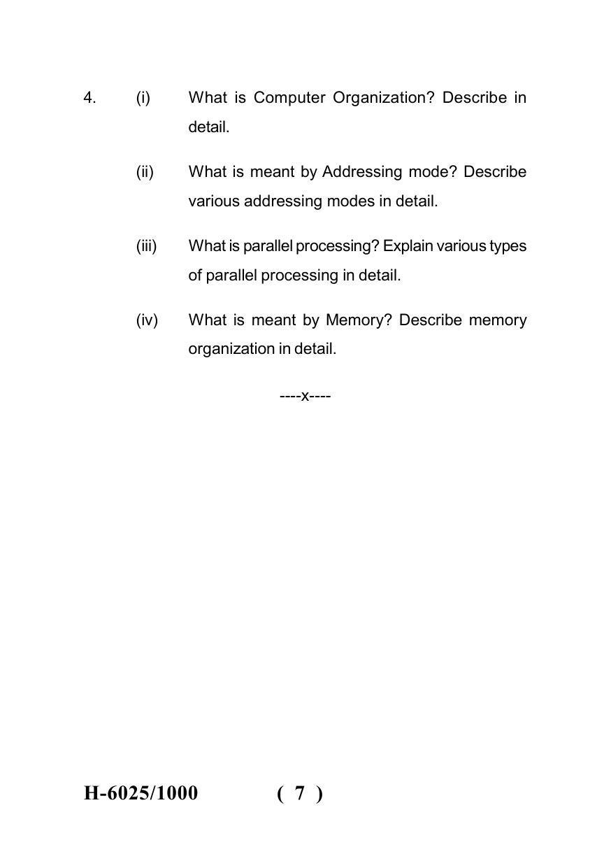 Sarguja University Question Paper July-2022 : M.Sc. In information Technology(Second Sem.)Computer System Organisation And Architecture Paper 1 - Page 7