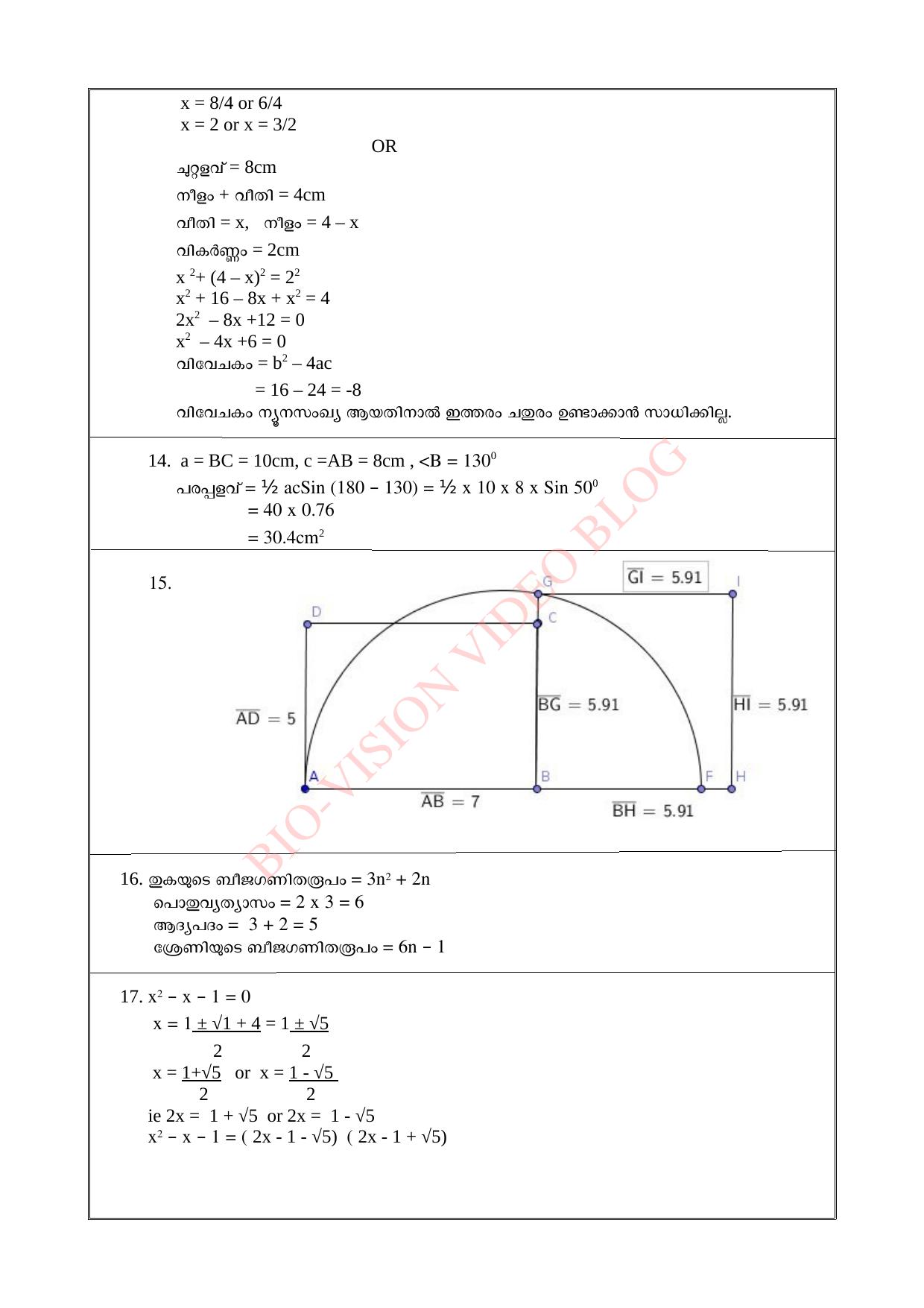 Kerala SSLC 2016 Maths Answer key - Page 4