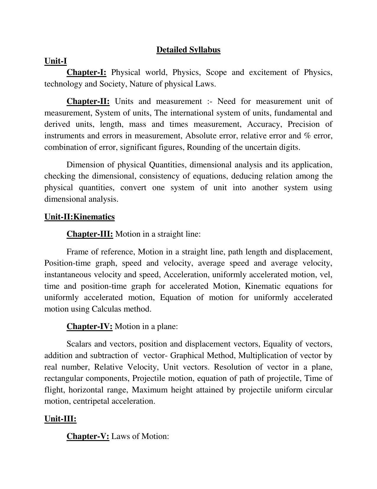 Haryana Board Class 11 Physics Syllabus 2023 - Page 2
