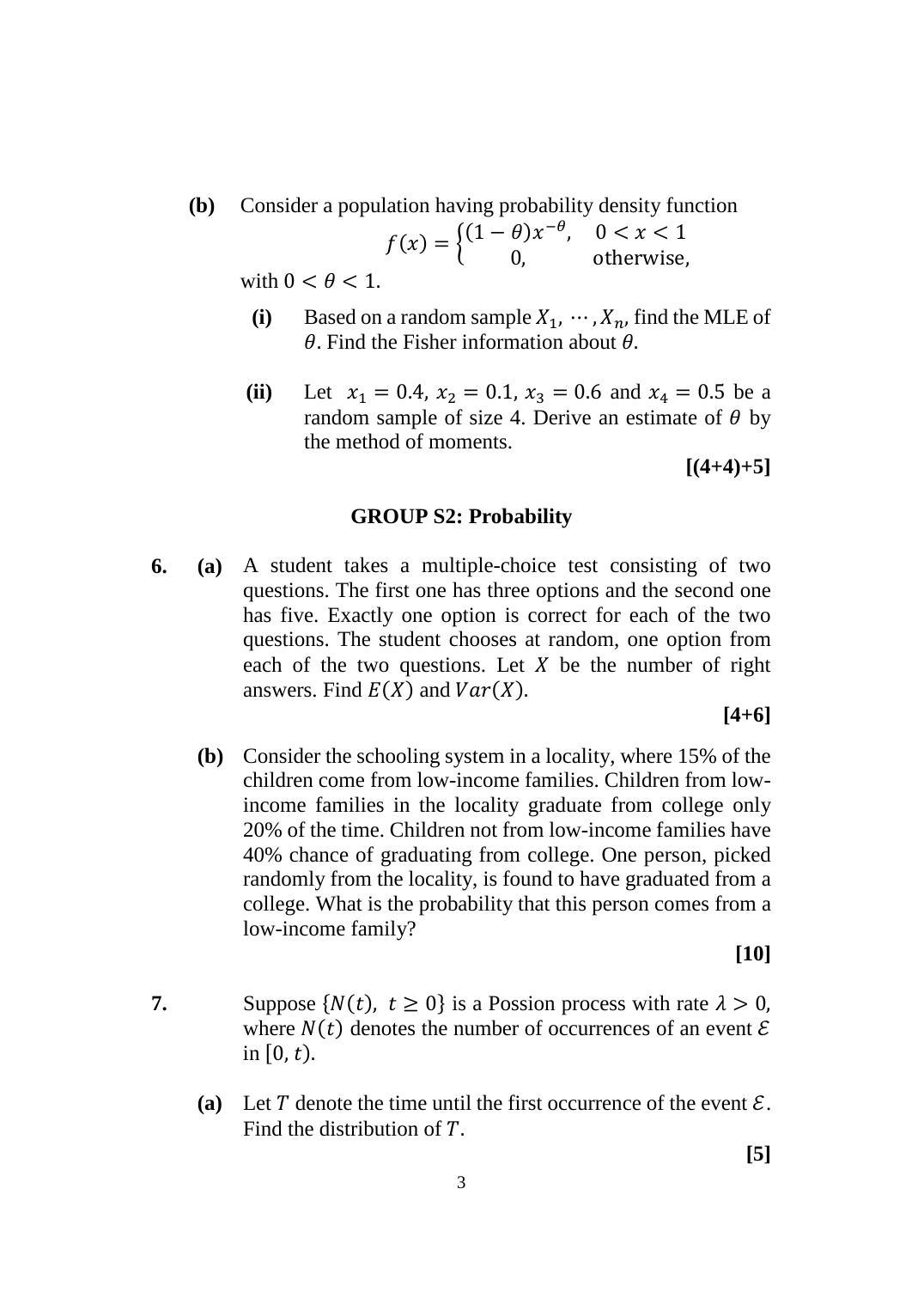 ISI Admission Test M.Tech (QROR) PQB 2019 Sample Paper - Page 4