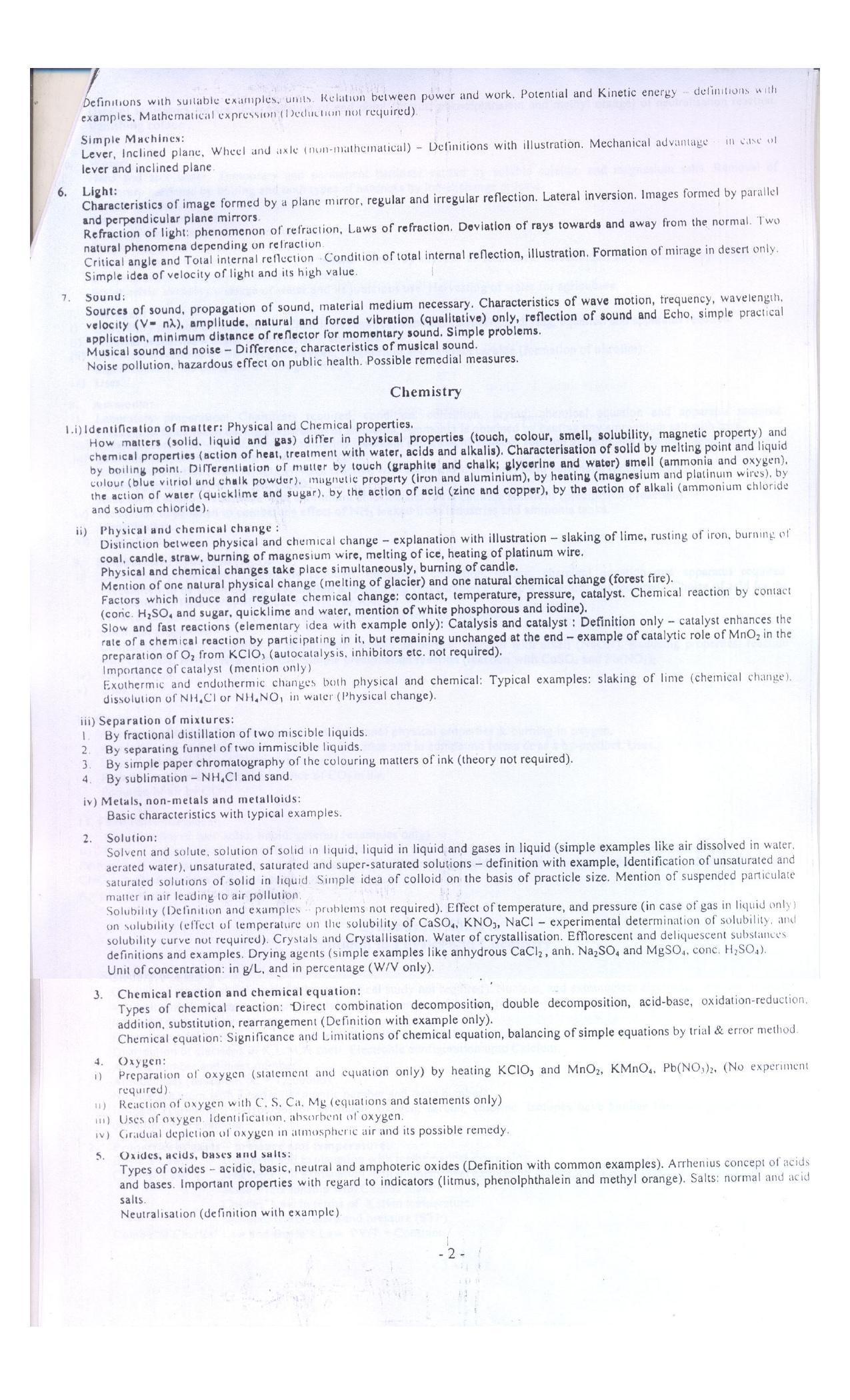 WBBSE Class 10th  Syllabus [Physical Science] - Page 3