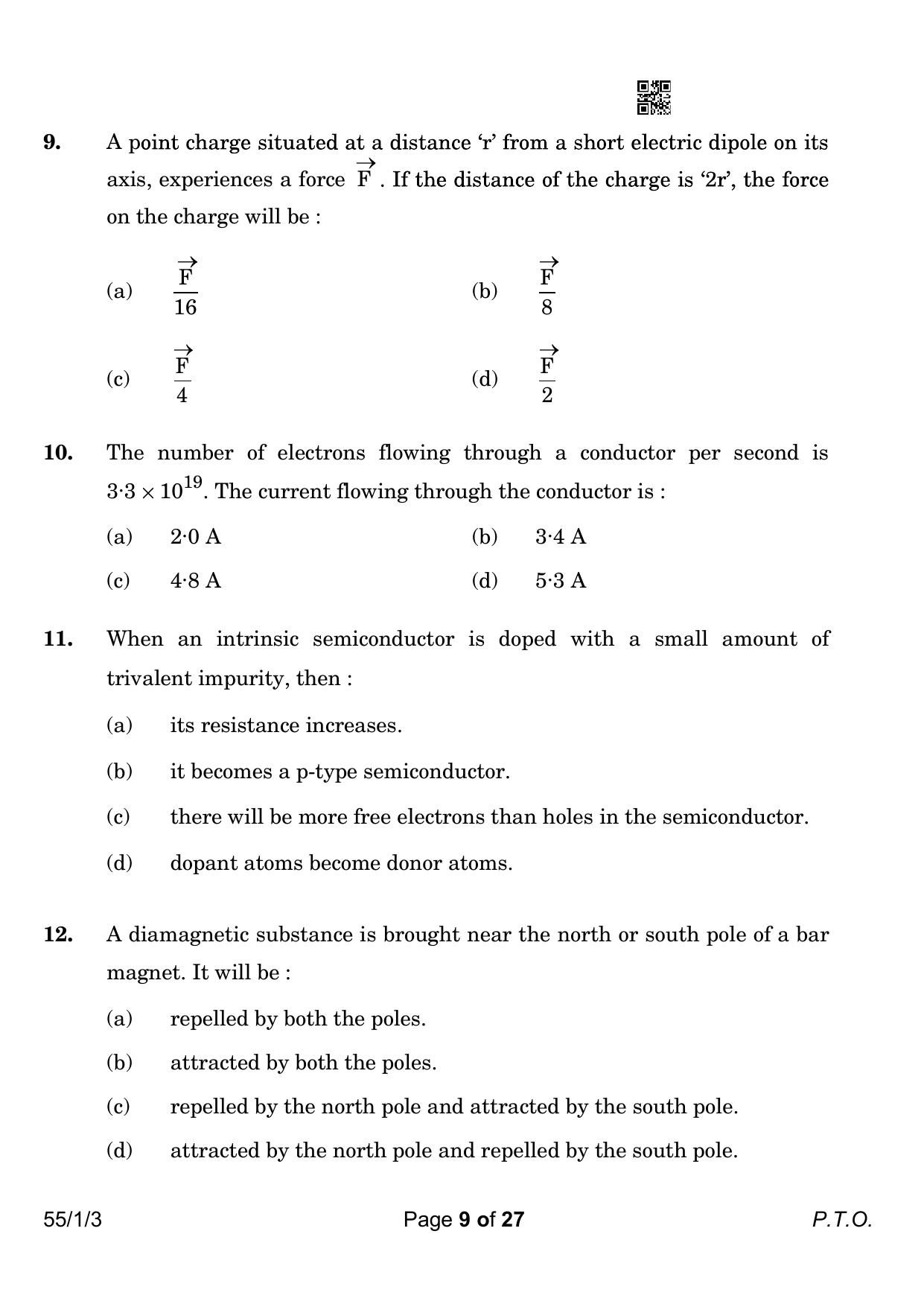 CBSE Class 12 55-1-3 Physics 2023 Question Paper - Page 9