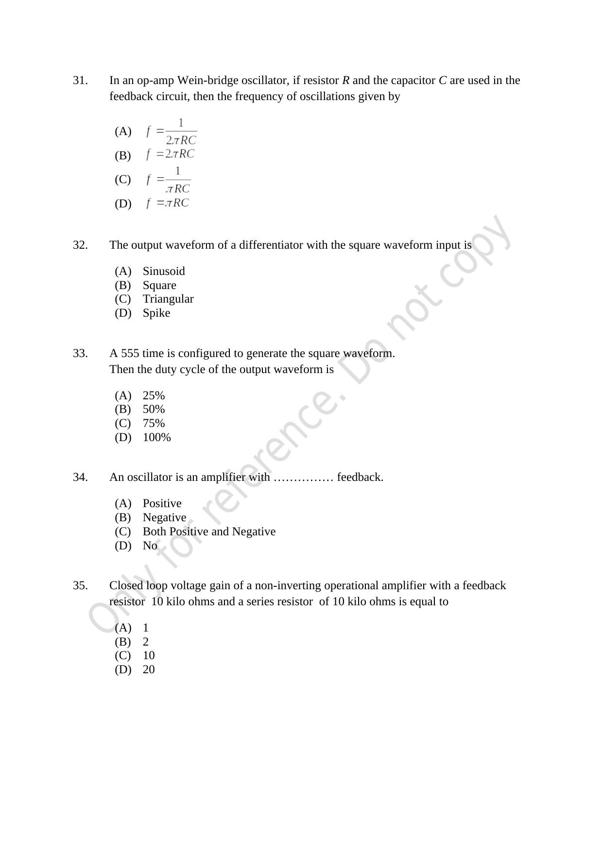 CUSAT CAT 2021 Electronics Question Paper - Page 7
