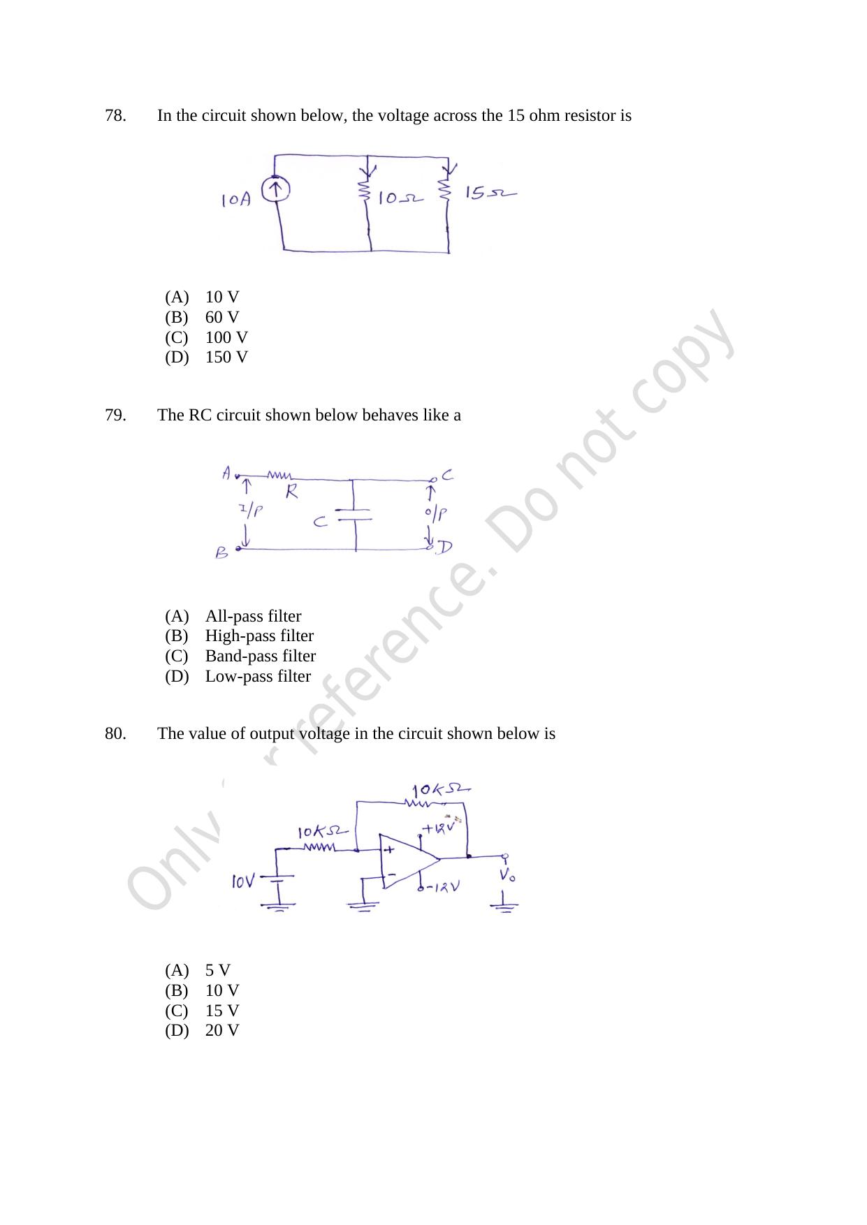CUSAT CAT 2021 Electronics Question Paper - Page 16