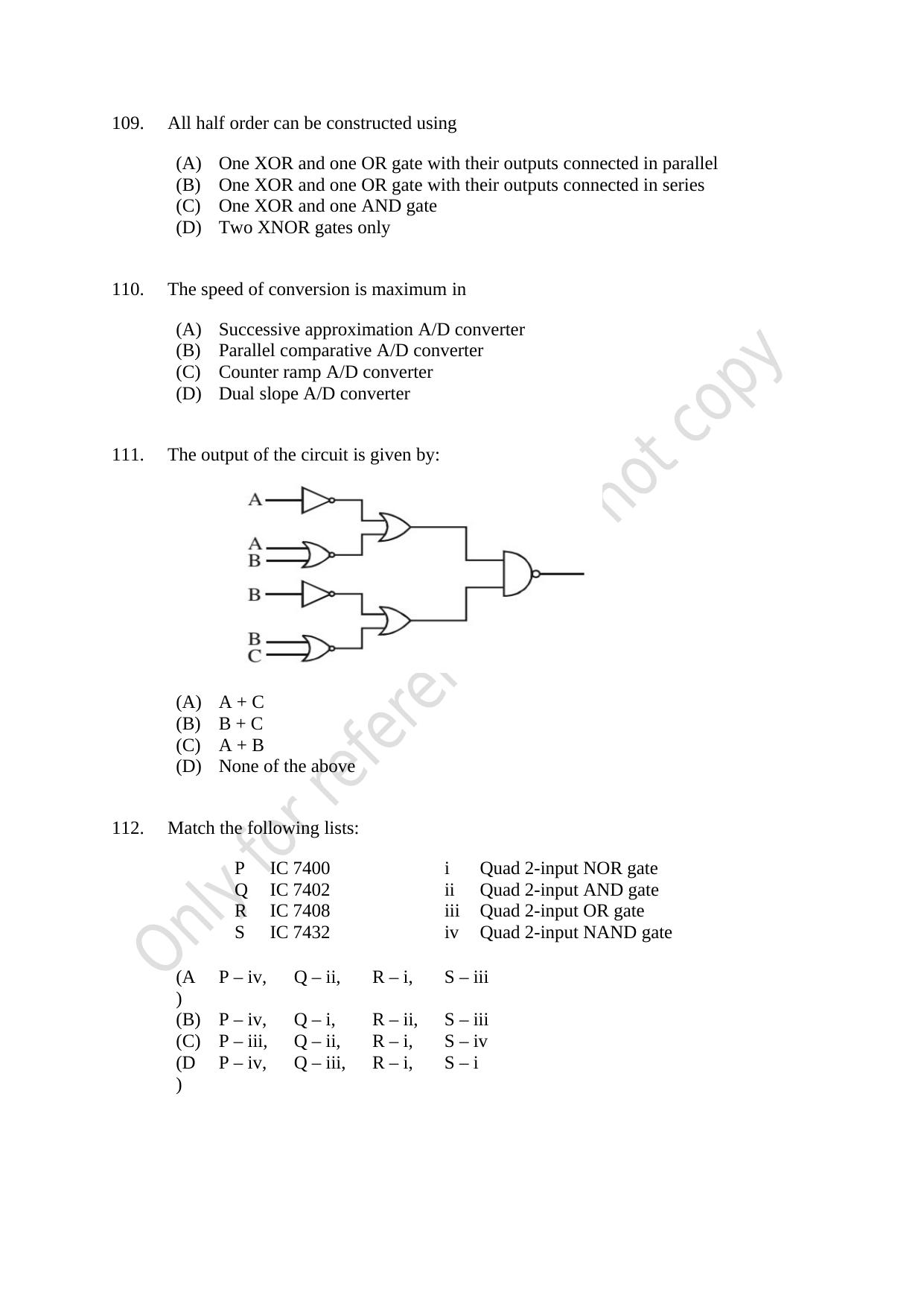 CUSAT CAT 2021 Electronics Question Paper - Page 23