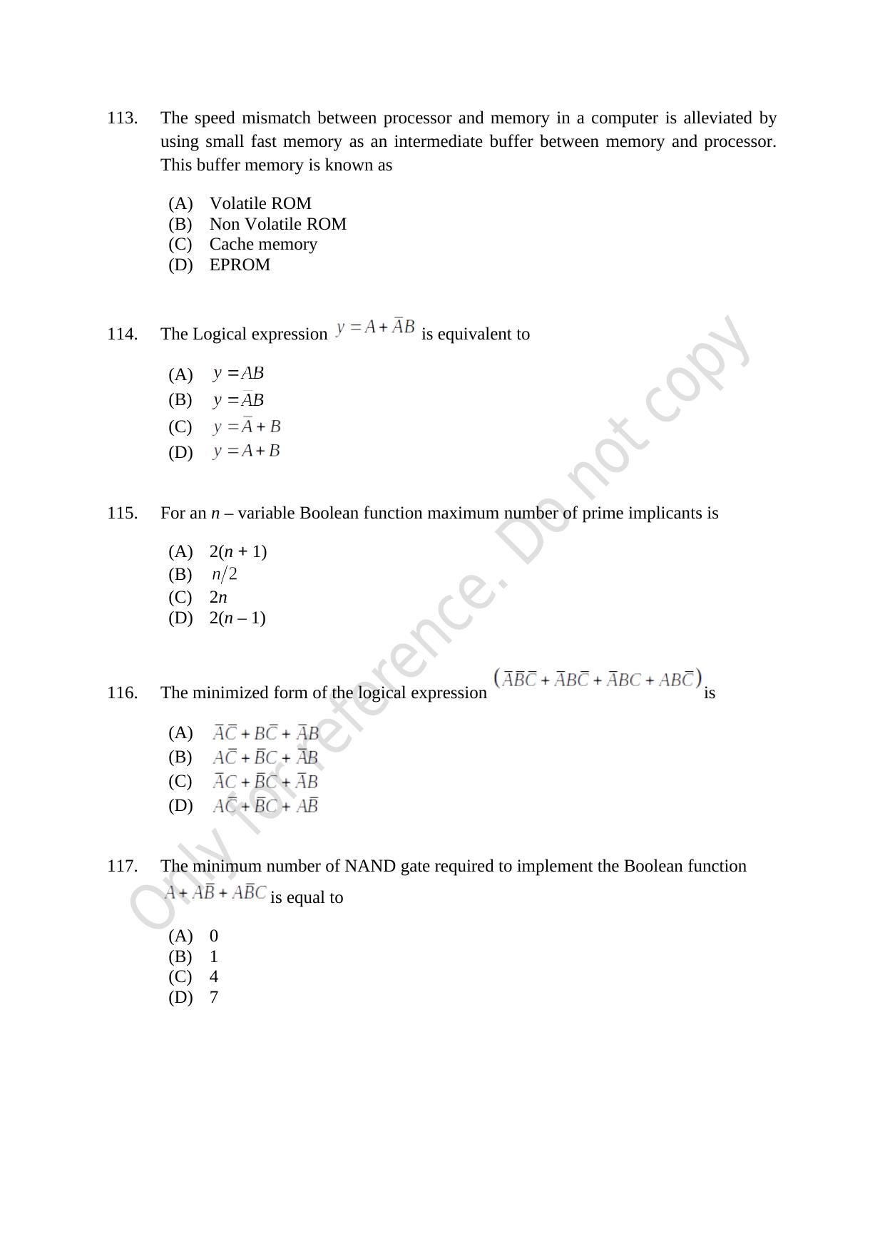 CUSAT CAT 2021 Electronics Question Paper - Page 24