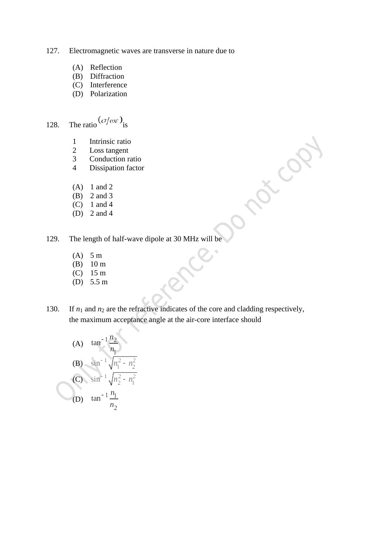 CUSAT CAT 2021 Electronics Question Paper - Page 27