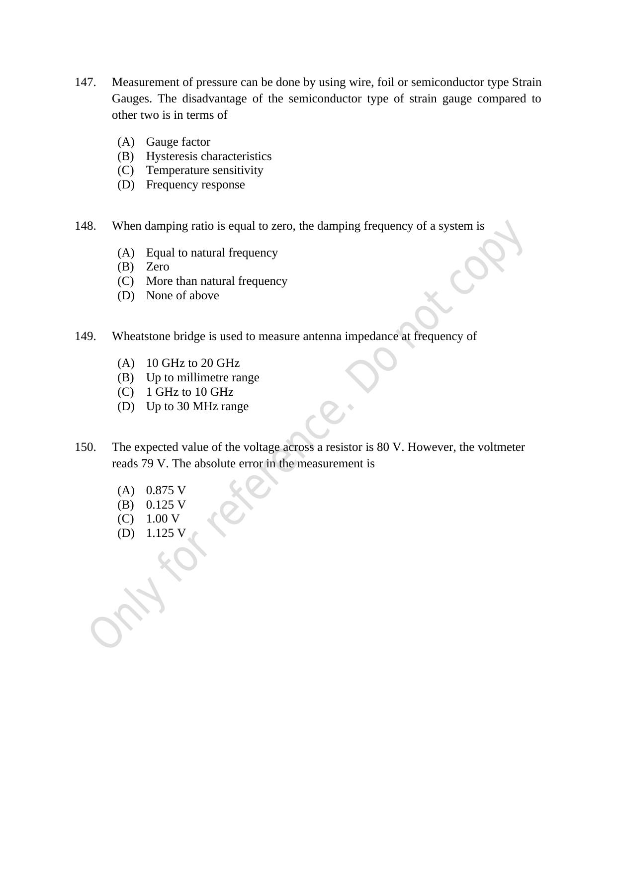 CUSAT CAT 2021 Electronics Question Paper - Page 31