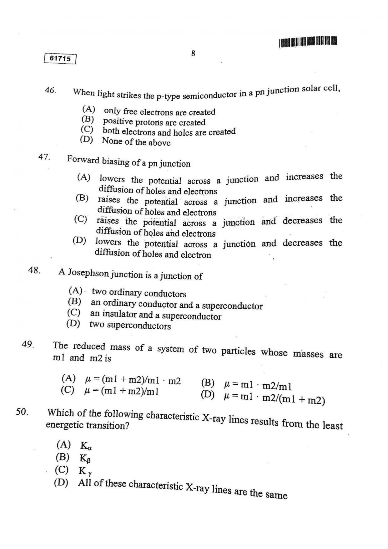 CUSAT CAT 2015 Instrumentation Question Paper - Page 9